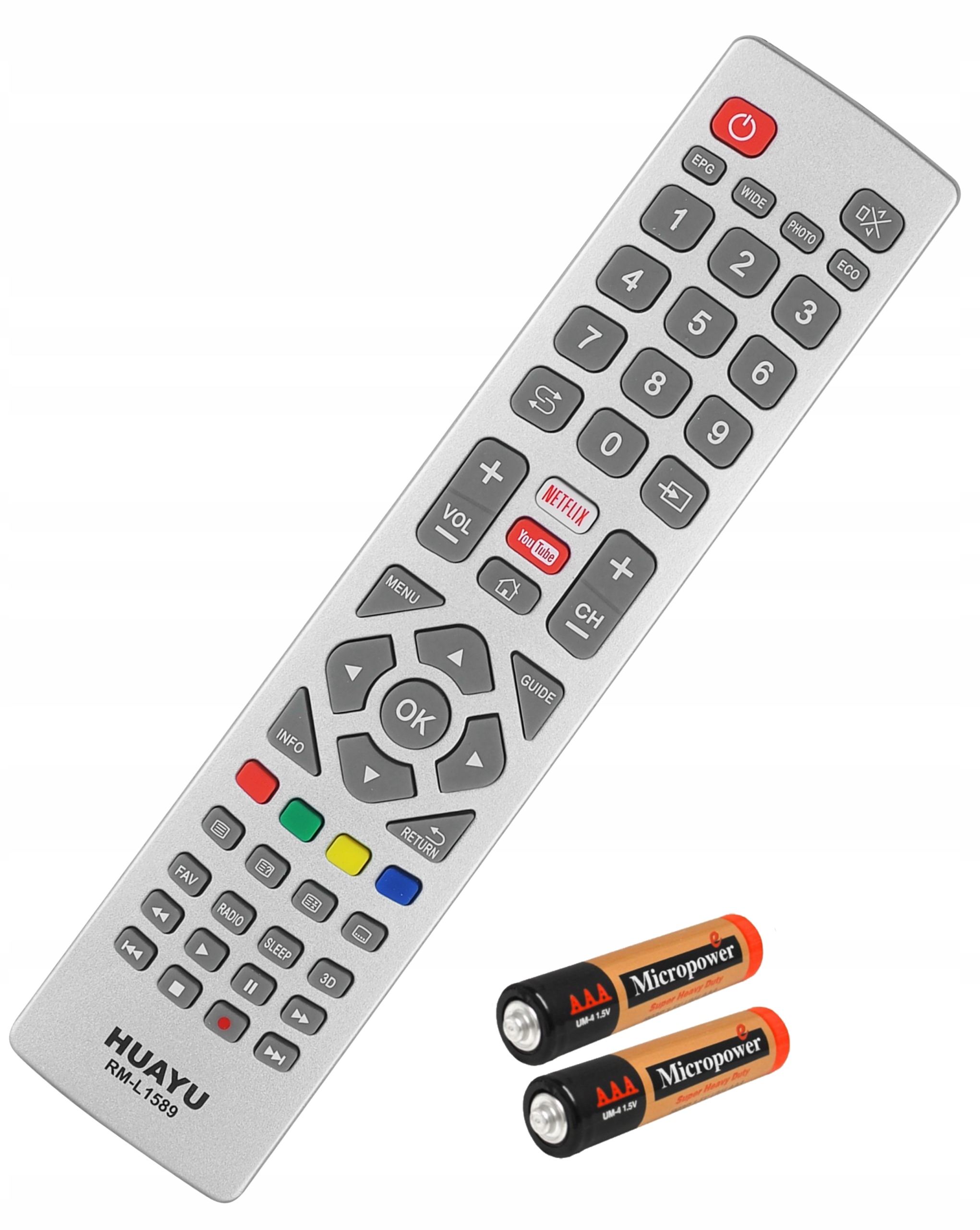 PILOT DO TV UNIWERSALNY SHARP BLAUPUNKT TECHNIKA NETFLIX YOUTUBE + BATERIE Marka Sharp