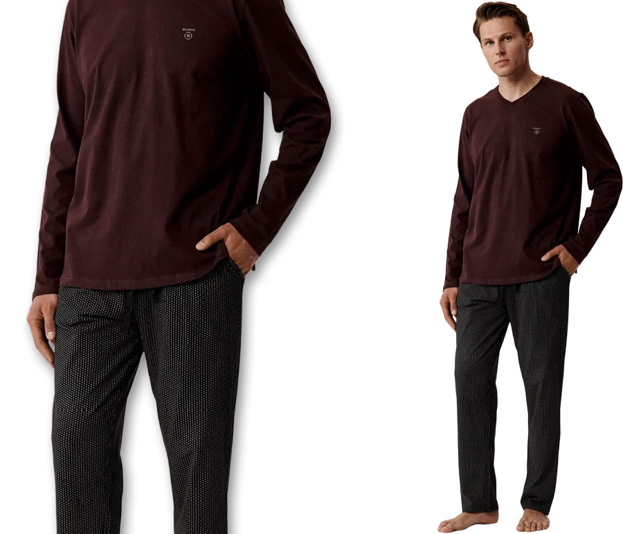 Piżama męska długi rękaw Atlantic