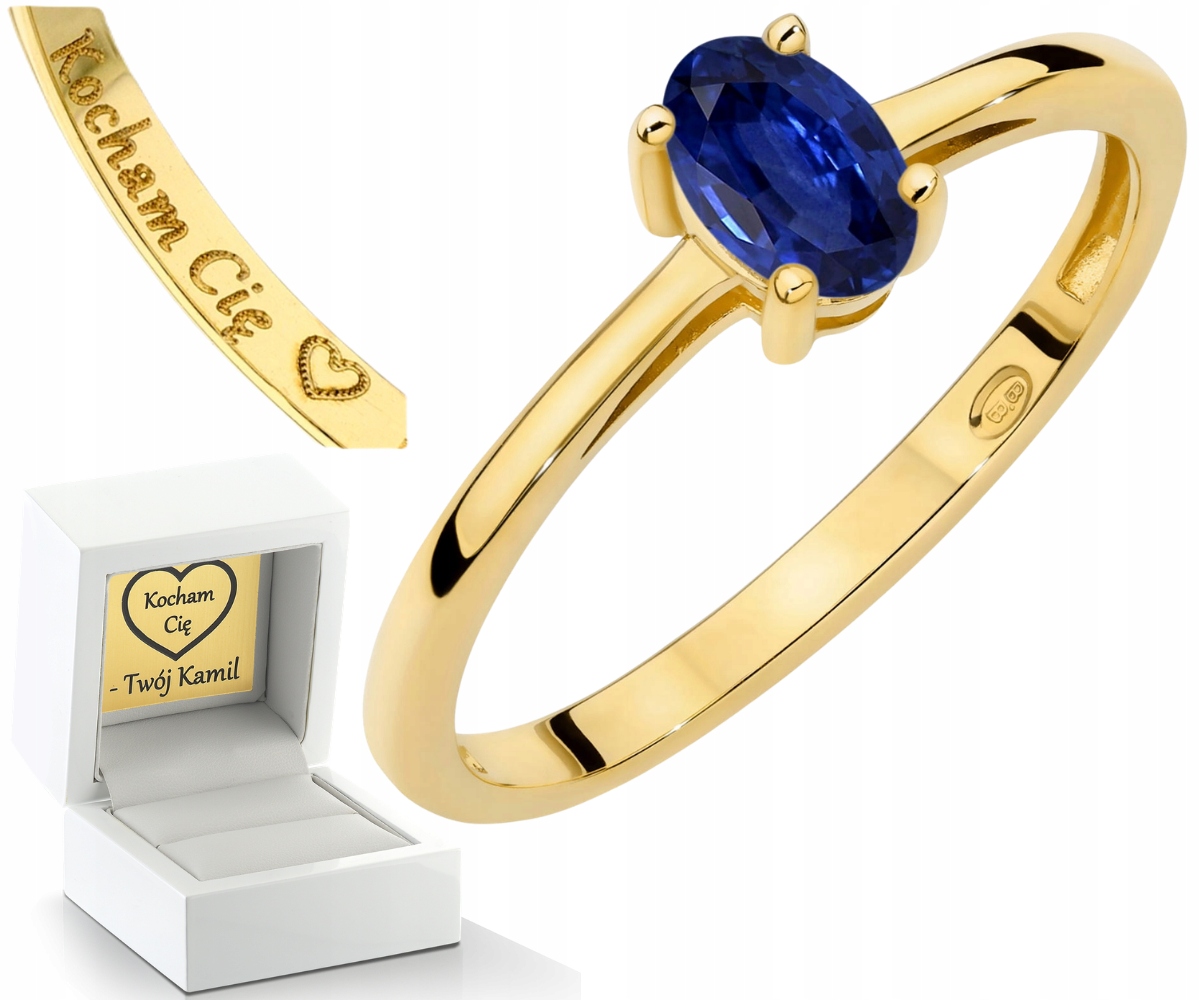 Zlatý Prstýnek S Přírodním Kamenem Modrý Safír, Zlato 585 14K