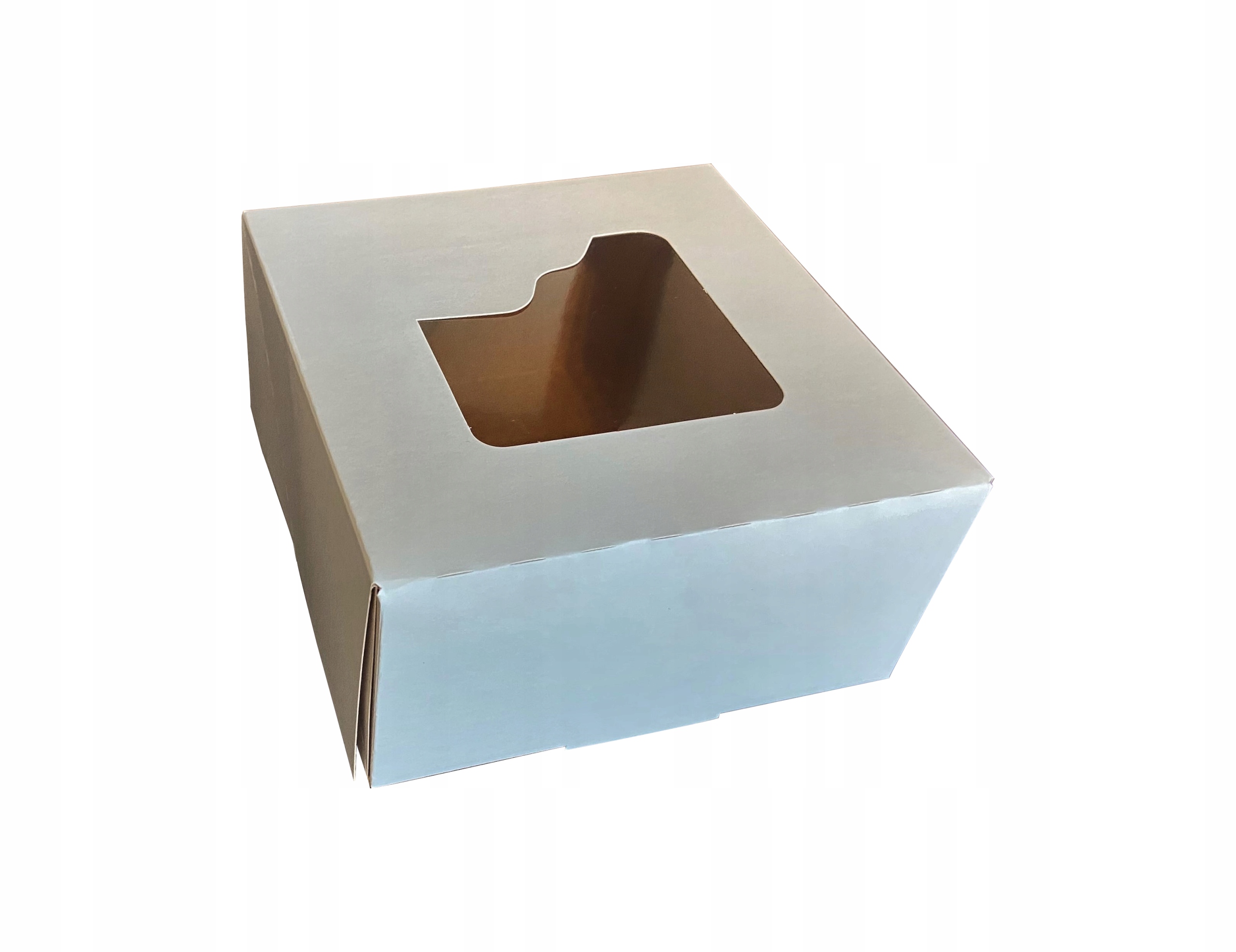 Levně Krabička dort 18x18x9 bílá/hnědá S Okénkem 50 Ks .