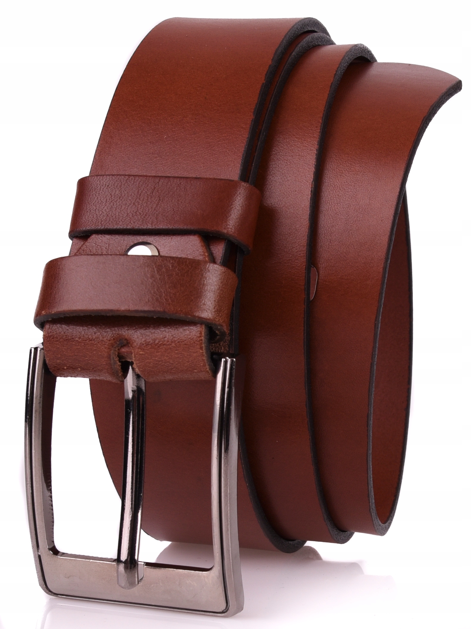 

Skórzany Pasek 4cm Klasyczny Jeans Brąz Lico