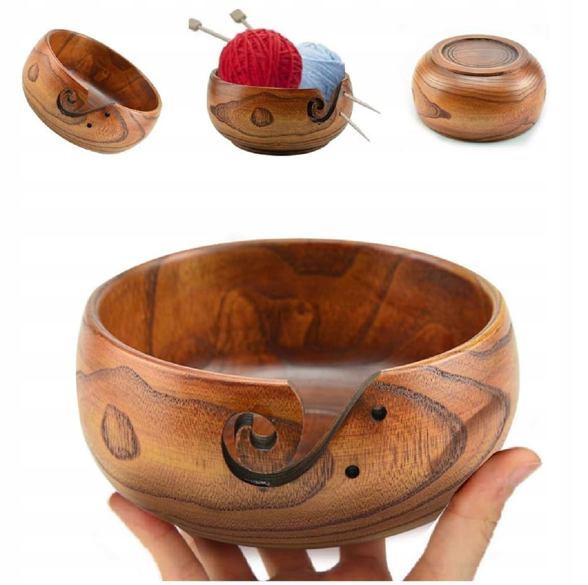 Miska mísa na přízi dřevěná vlna na háčkování pletení