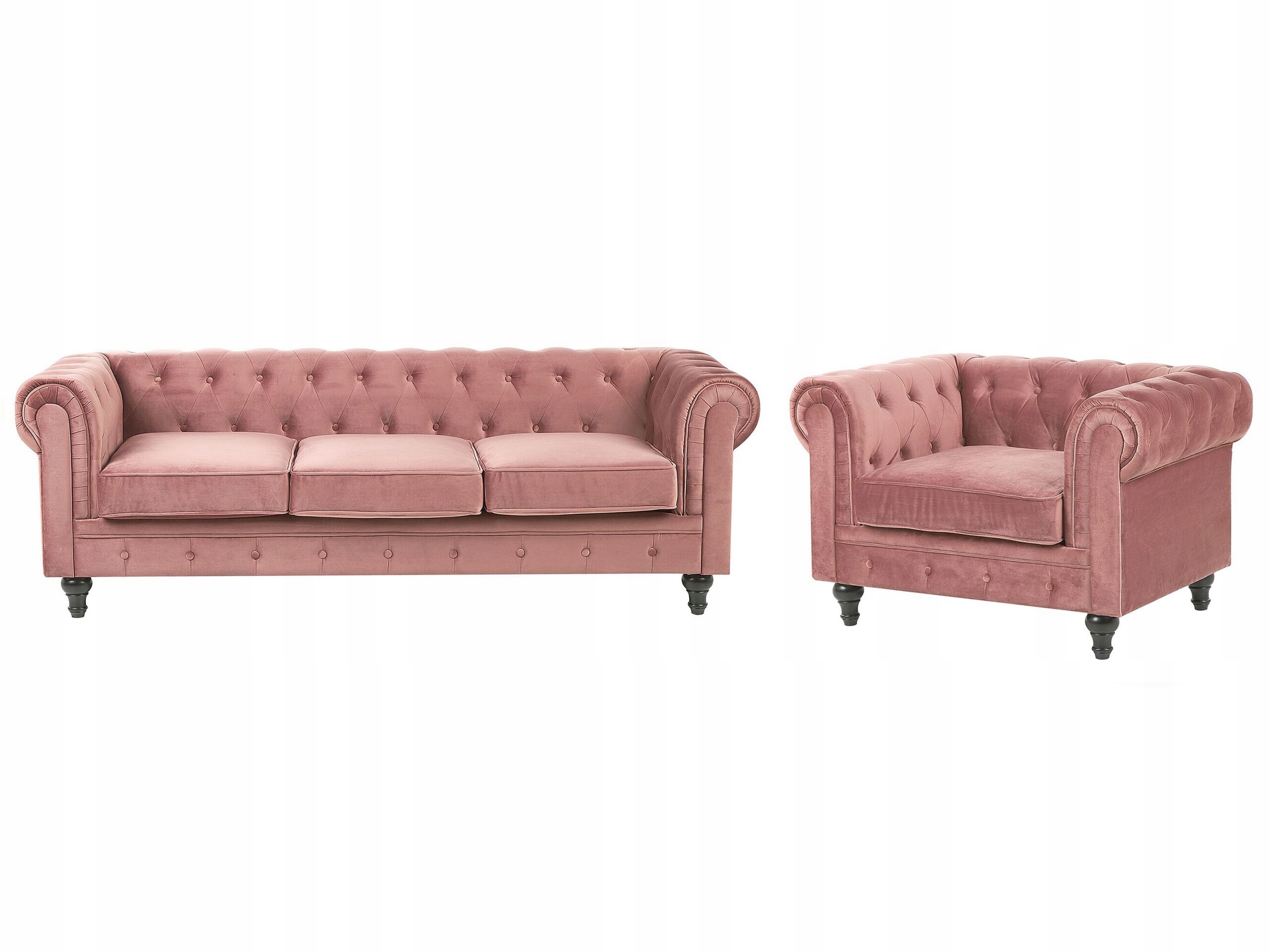 Komplet do salonu sofa fotel welur różowy