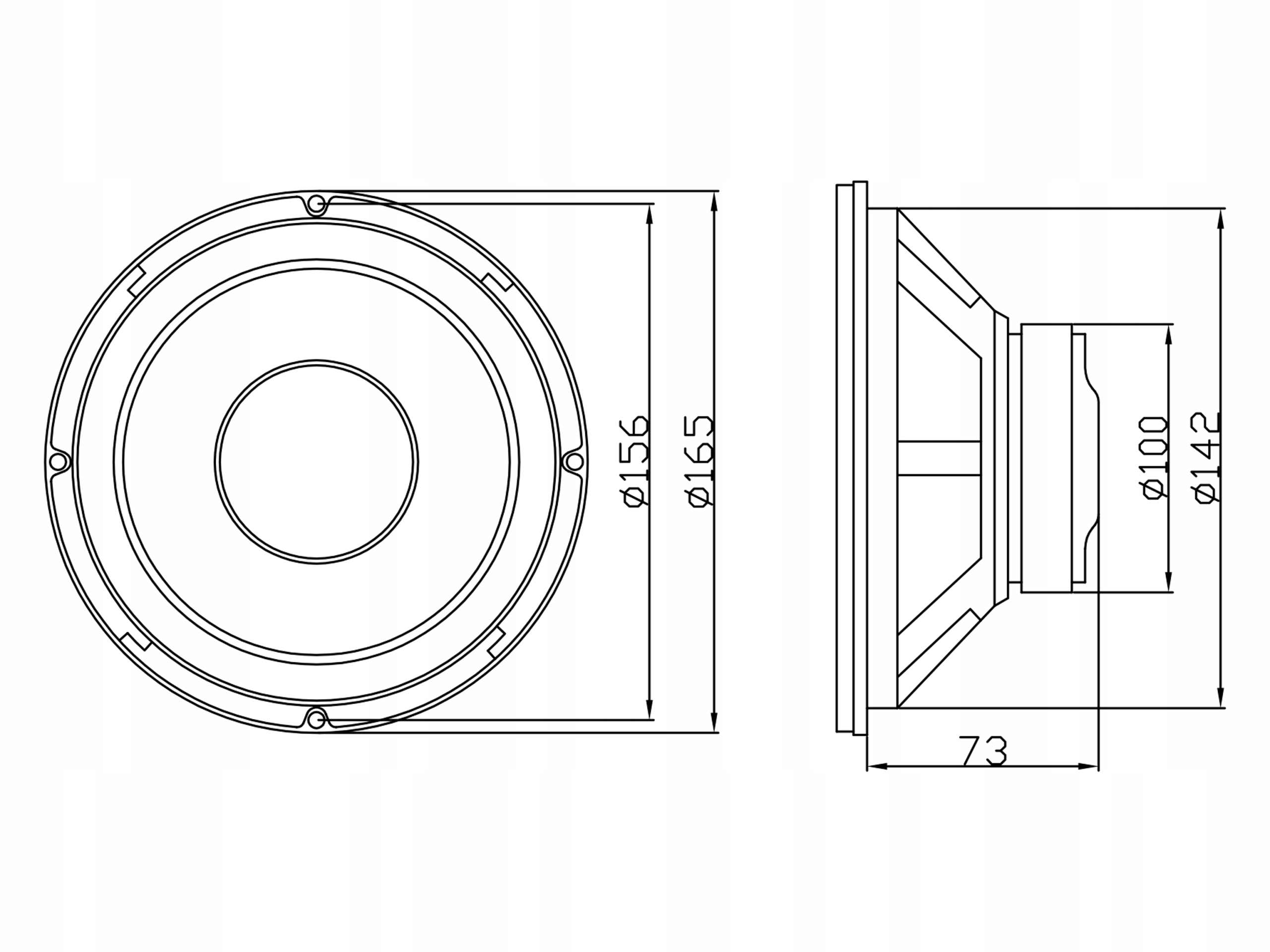 GŁOŚNIK BASOWY WOOFER 200W 165mm NISKOTONOWY JEDNODROŻNY GDN16 8 OHM 6,5'' EAN (GTIN) 5900804055983