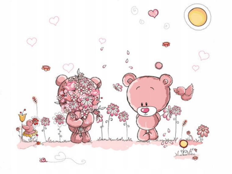 

Naklejka na ścianę dla dzieci Różowe Misie Kwiatki