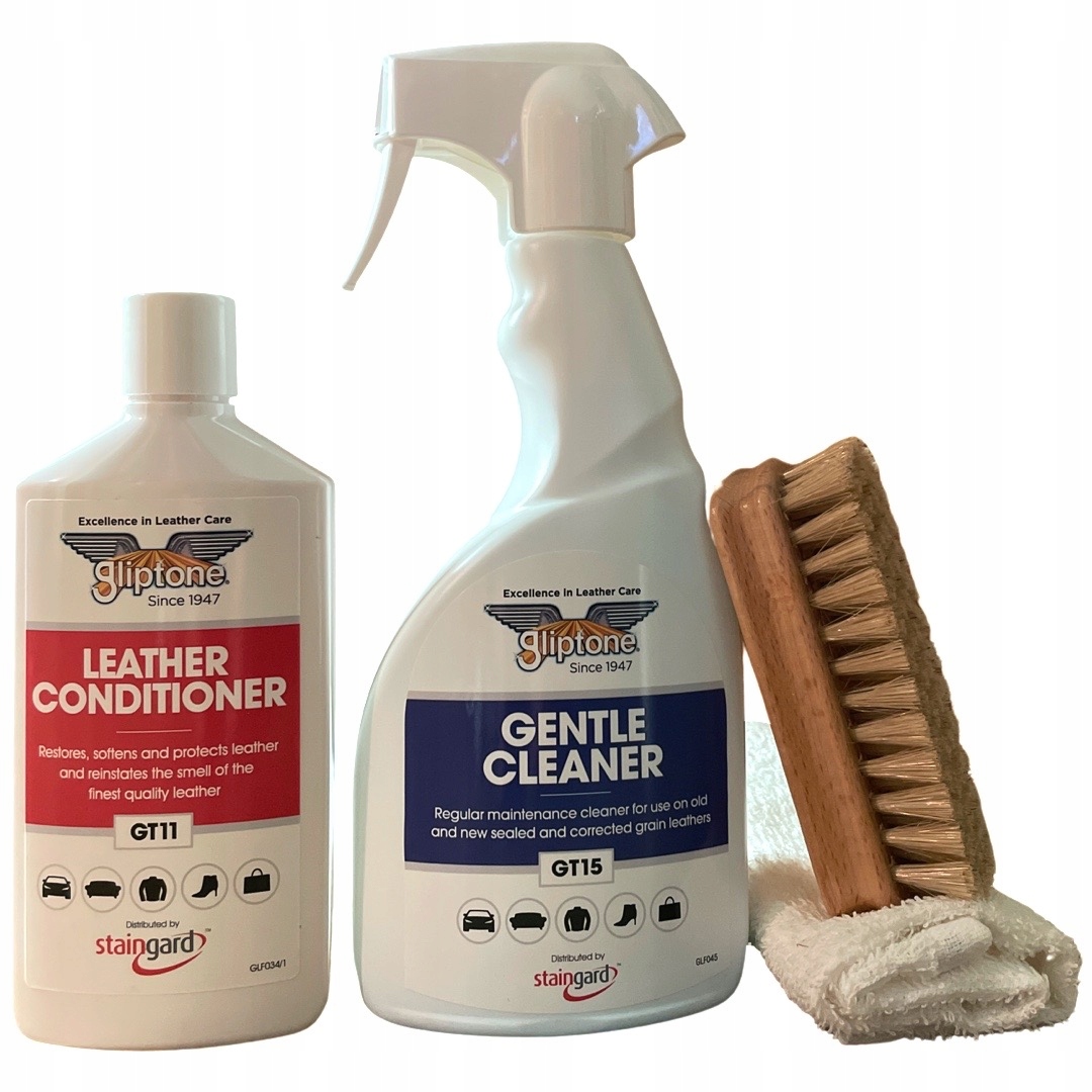 GLIPTONE GT11 GT15 ZESTAW DO PIELĘGNACJI SKÓRY FOTELI SKÓRZANYCH W AUCIE