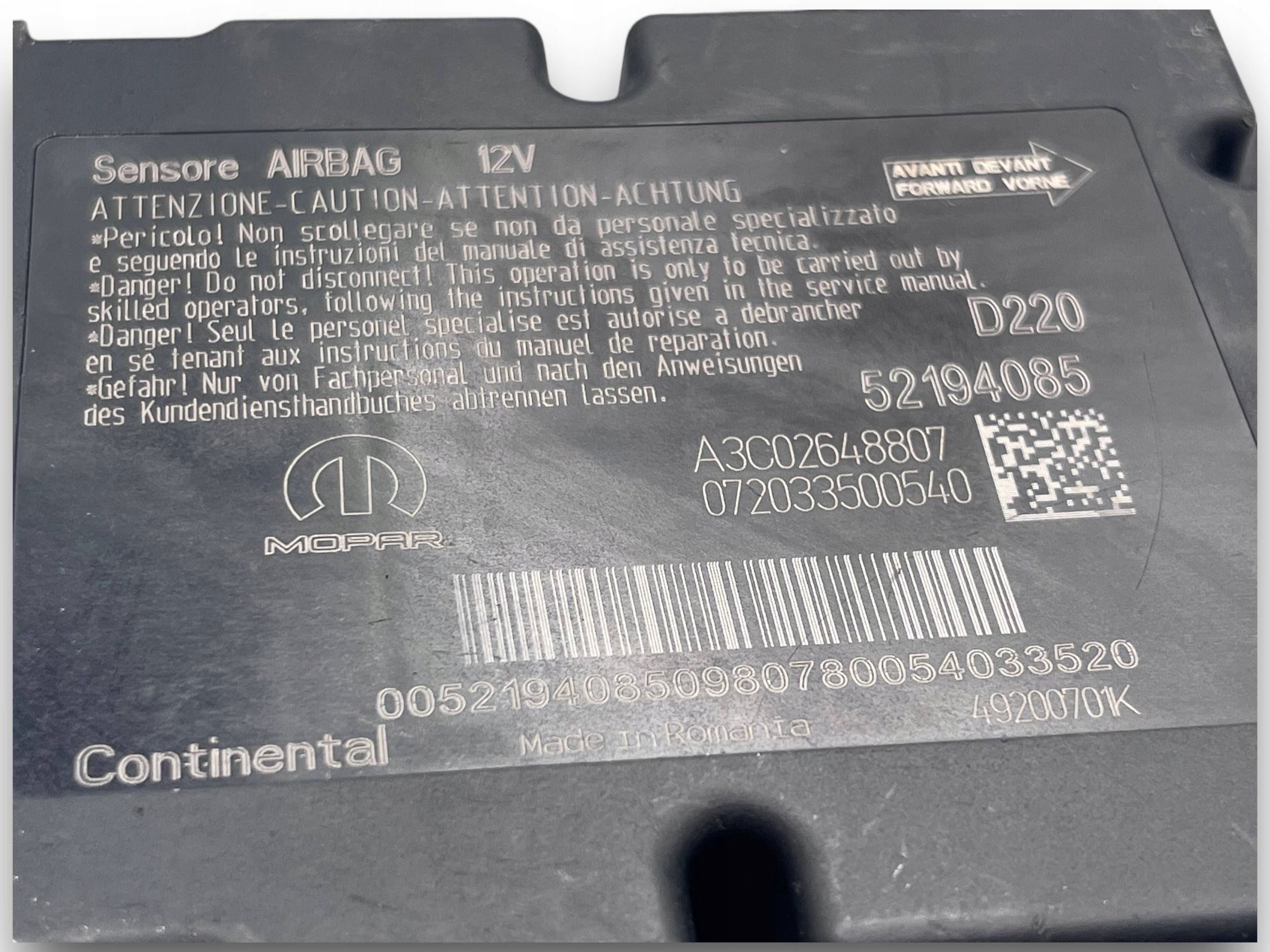 FIAT 500E control unit module airbag 52194085 @M