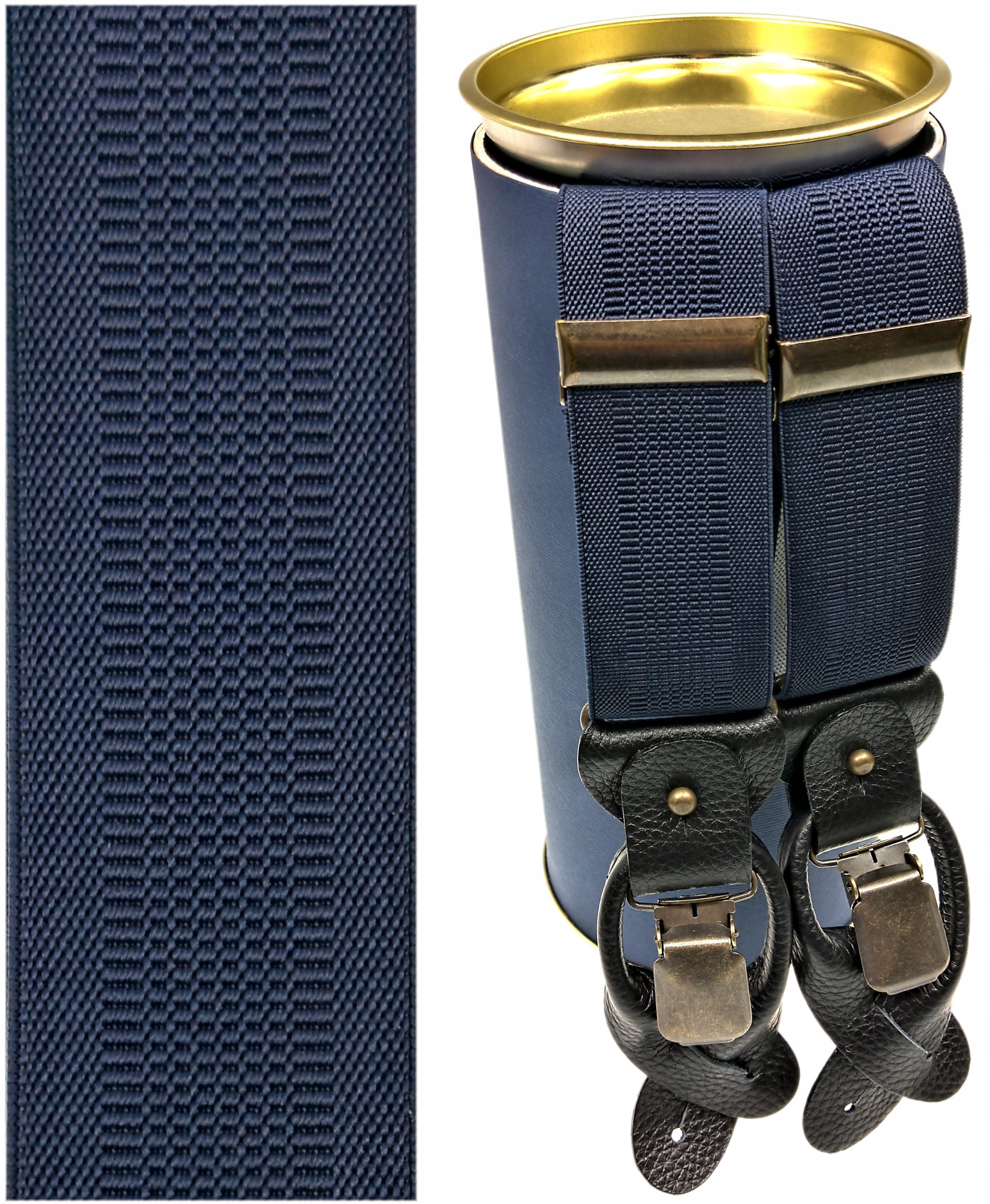 GRANATOWE Szelki na guziki 2w1 GUMA do spodni