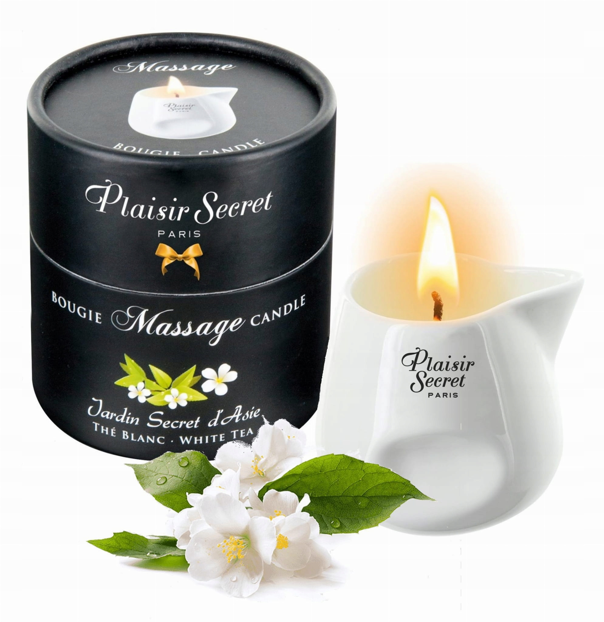 Přírodní masážní svíčka Plaisirs Secrets White Tea 80 ml