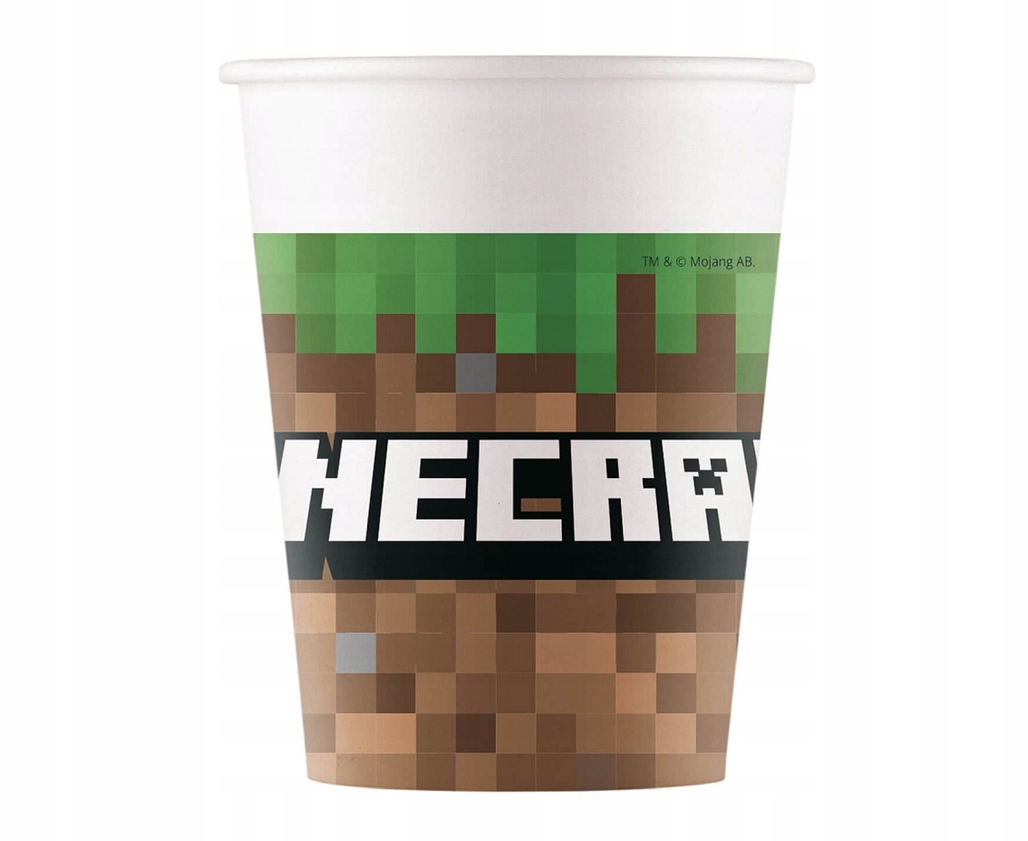 Kubeczki Papierowe Minecraft Majnkraft 200 ml 8szt Stan opakowania oryginalne