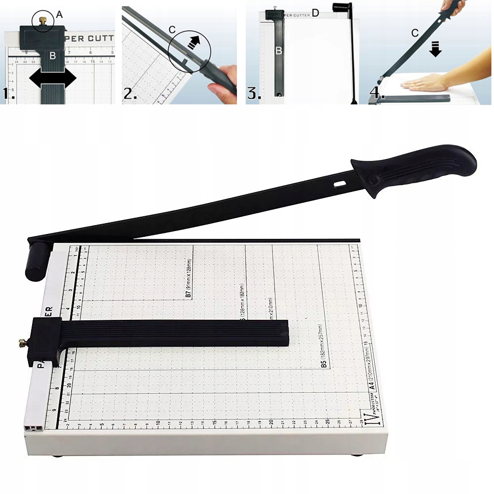 PROFESJONALNA GILOTYNA DO CIĘCIA PAPIERU METALOWA WZMOCNIONA A4 B7