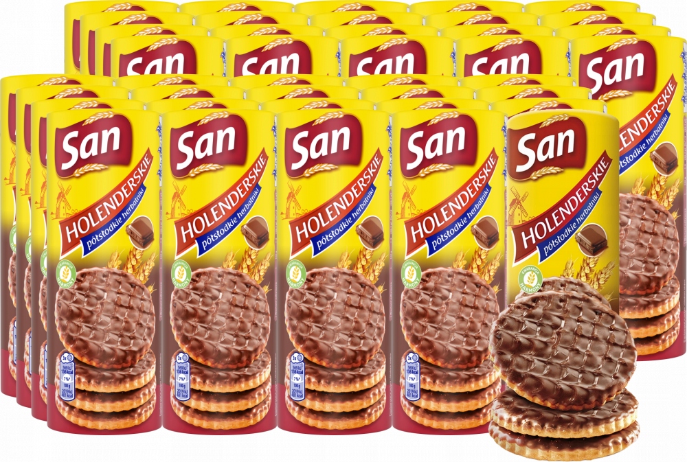 Ciastka San Holenderskie herbatniki w mlecznej czekoladzie 170 g x40