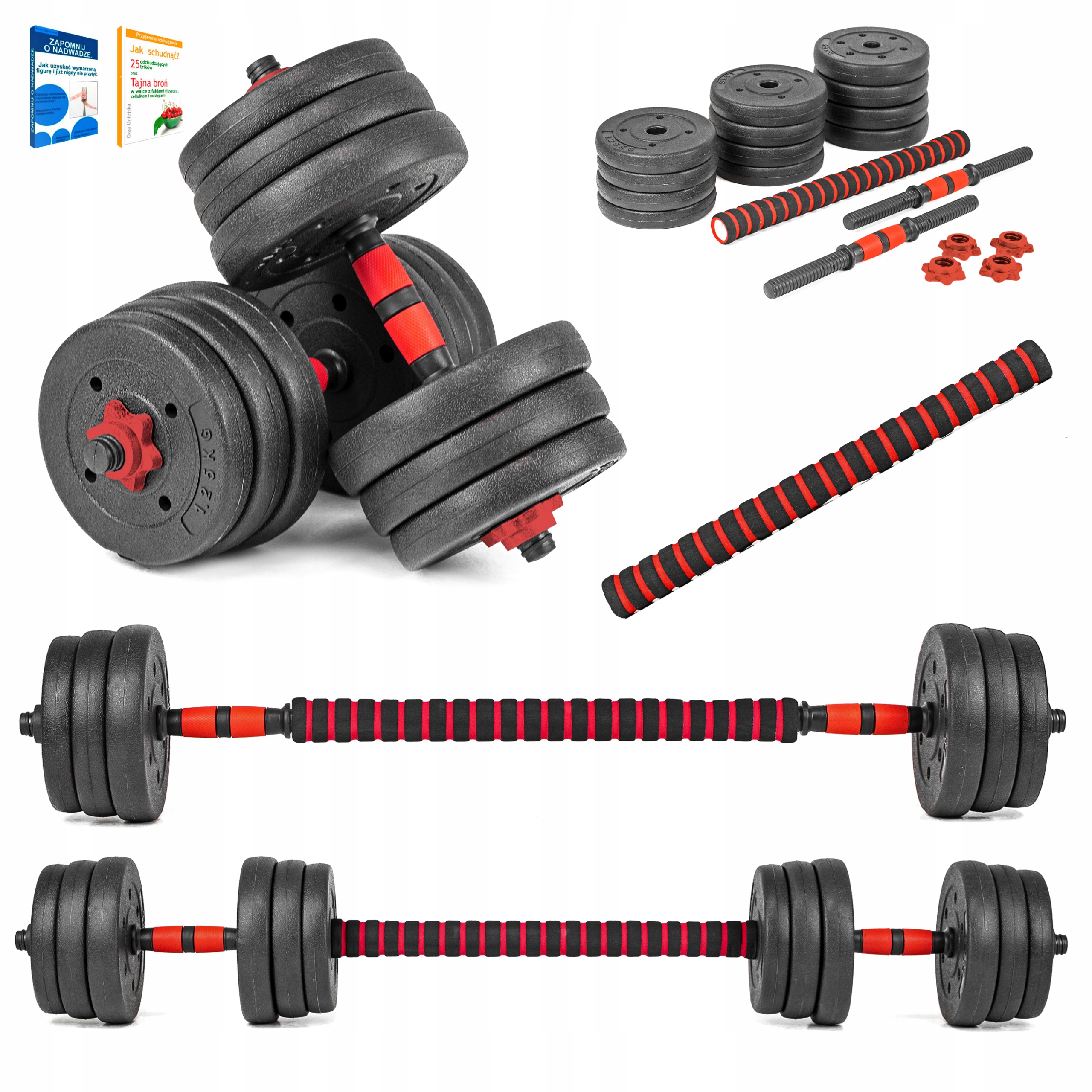 

Hantle Regulowane 2x10KG, Sztanga, Zestaw +gryfy
