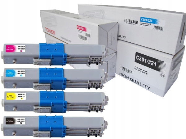 Komplet 4x wydajny toner do Oki C301dn C321dn MC332dn MC342dn MC342dnw