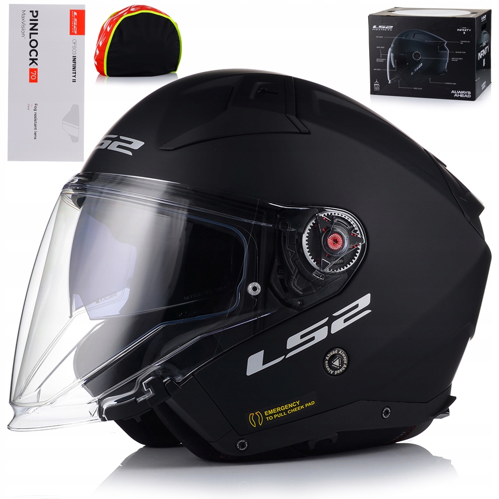 Otvorená Motocyklová Prilba LS2 OF603 Čierna Matt Pinlock Antipara Blenda