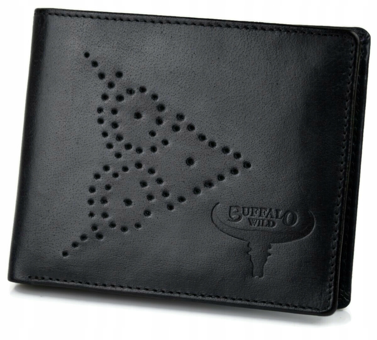 

Skórzany Portfel Męski Buffalo Czarny Cienki Rfid