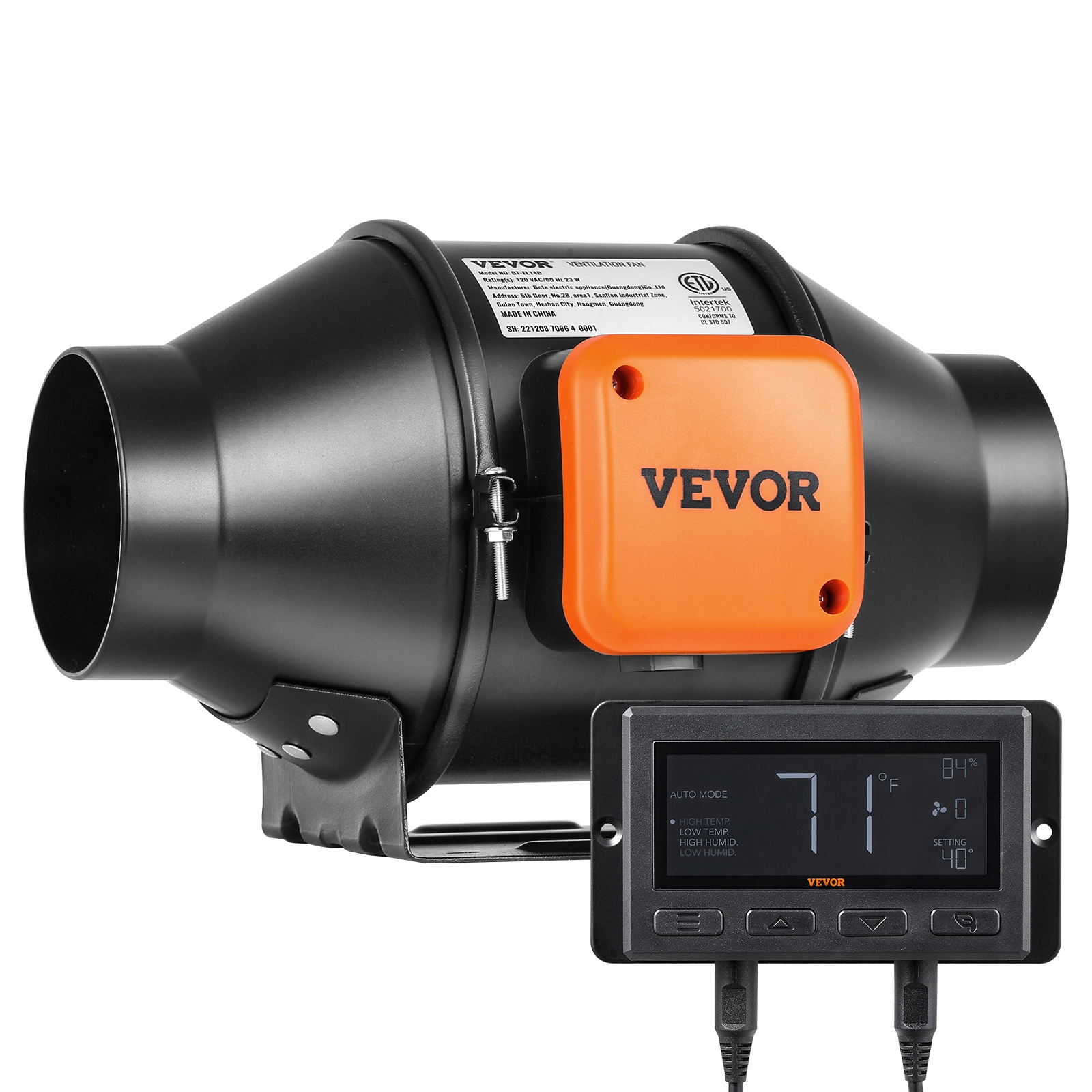 Kanálový Ventilátor Vevor 21W 205 Cfm S Regulátorom Teploty A Silným