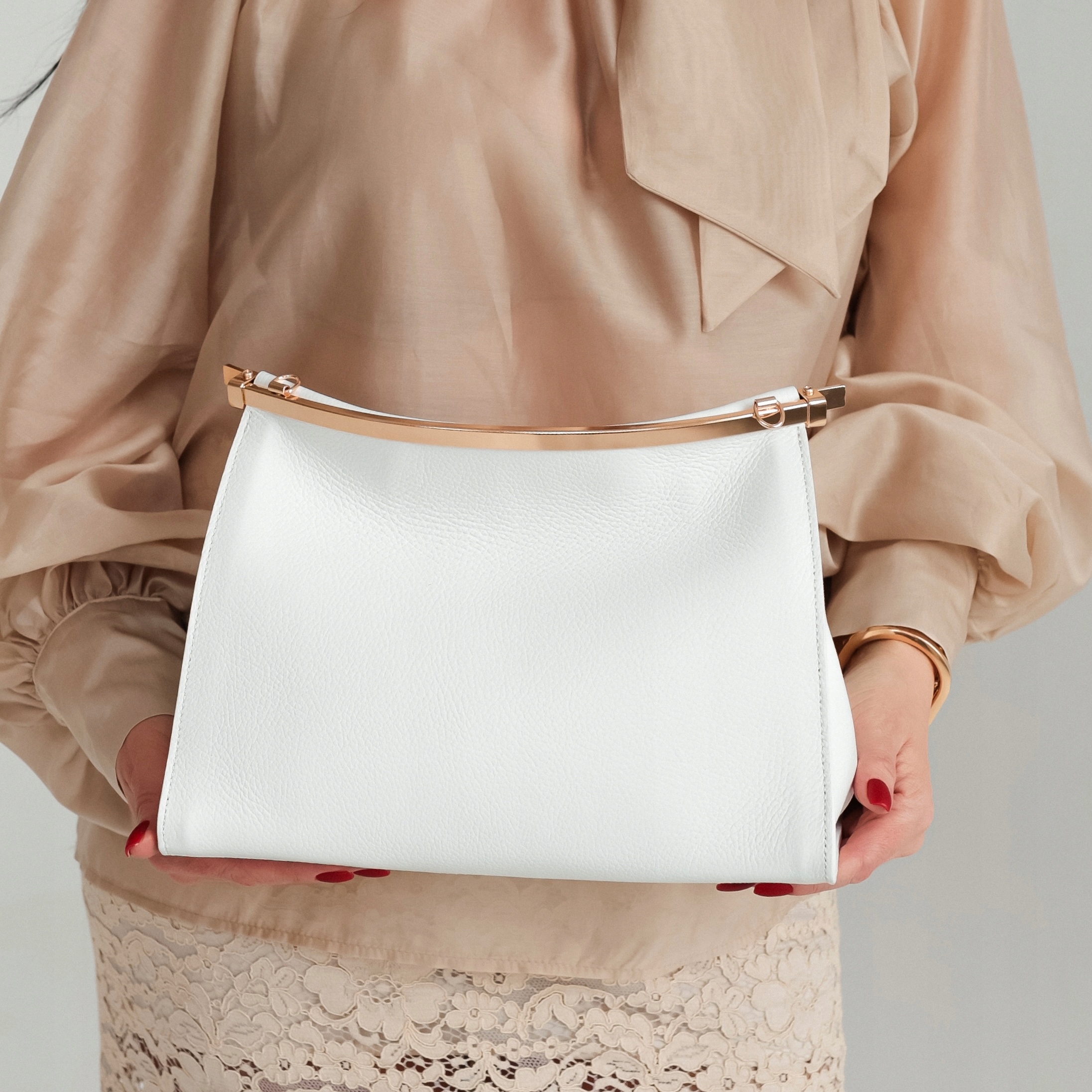 Dámská Kabelka Přes Rameno kožená kabelka Delina-M Maxi Bílá