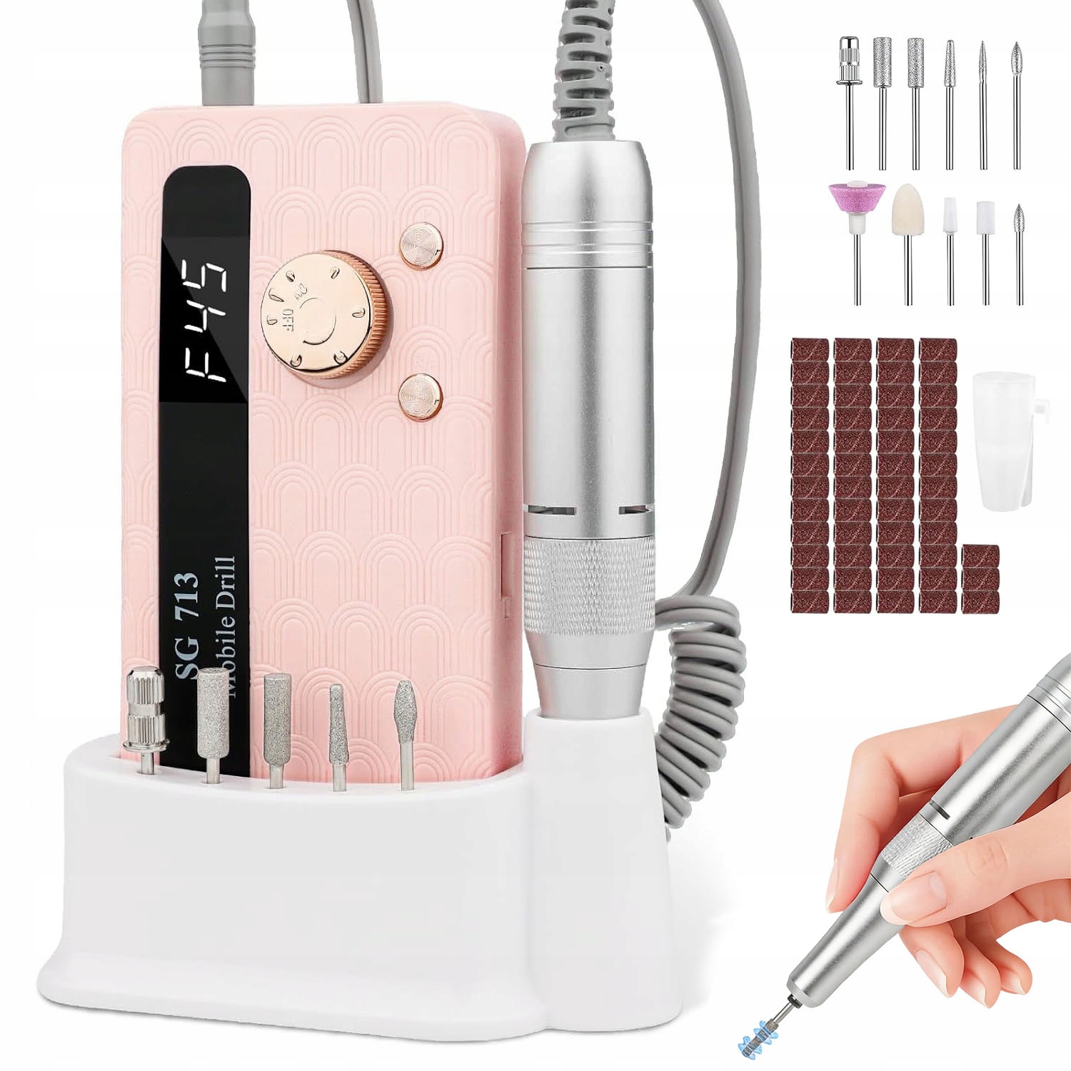 Bruska Silná Profesionální Růžová 3600MAH 45000RPM