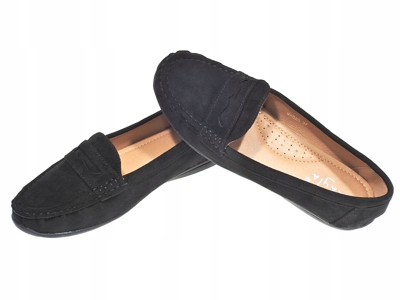 DAMSKIE ZAMSZOWE MOKASYNY M-520 Black r.37 Marka inna