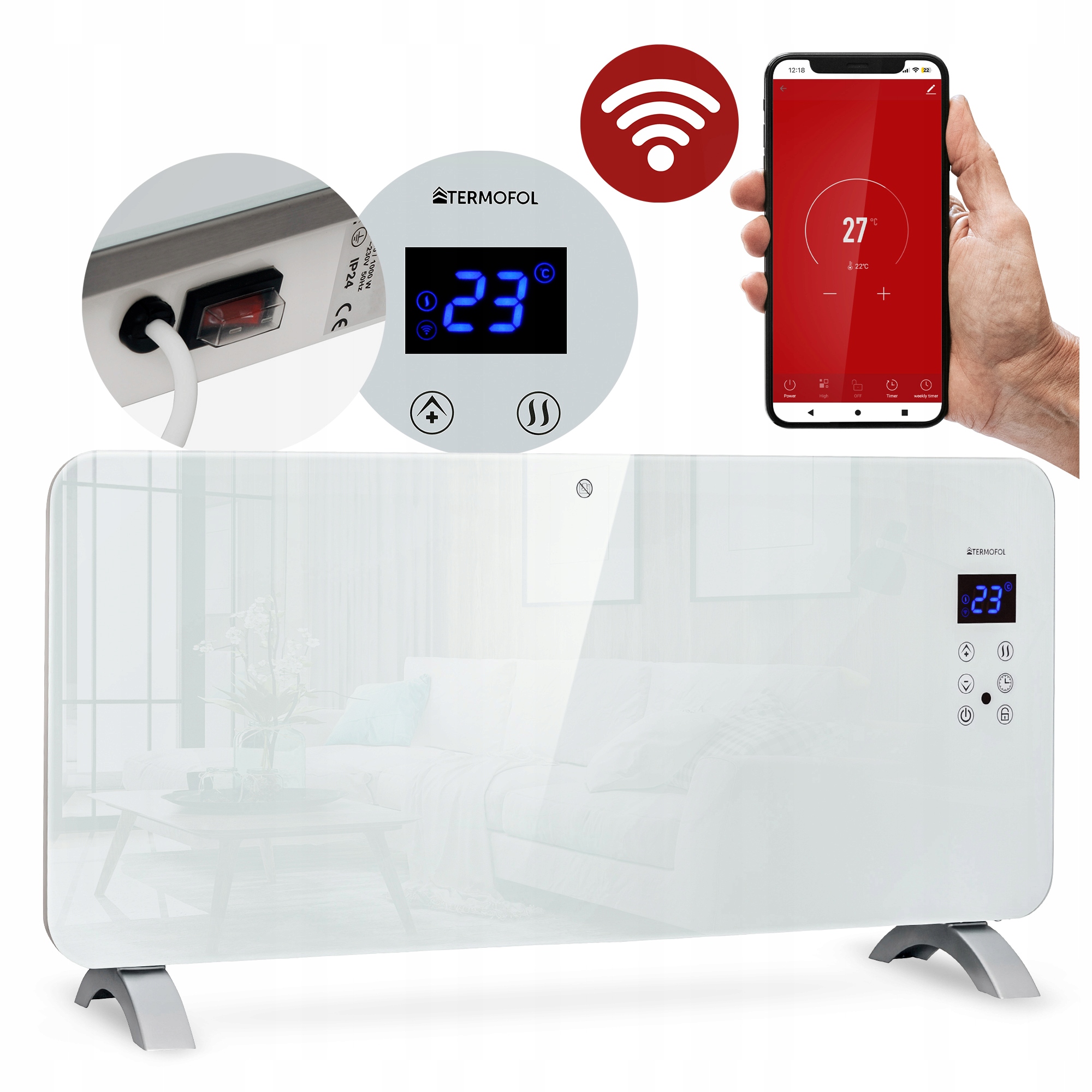 Elektrický Konvektorový Prenosný Nástenný Termofol 2000 W