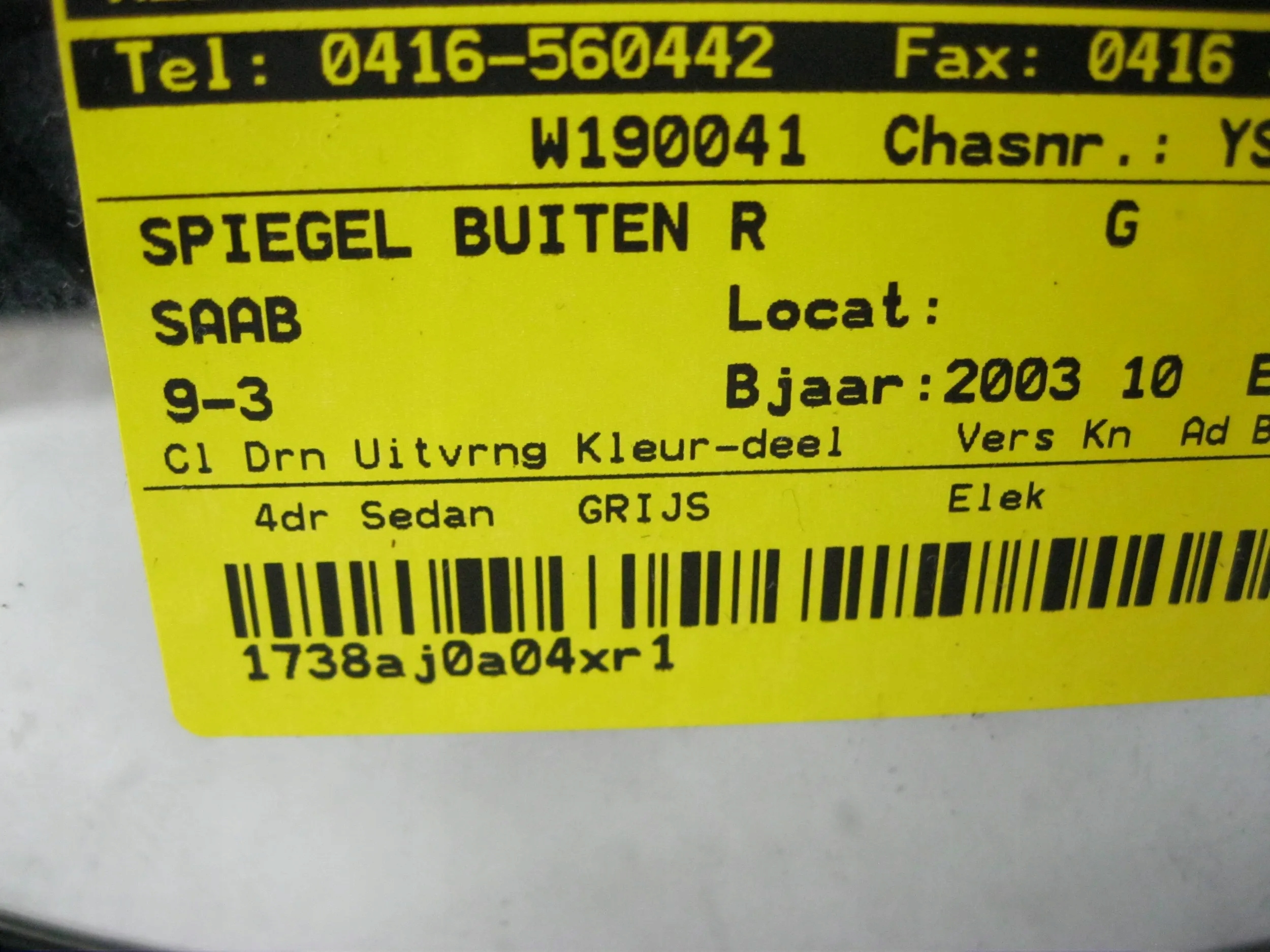 SPIEGEL RECHTS SAAB 9-3 02
