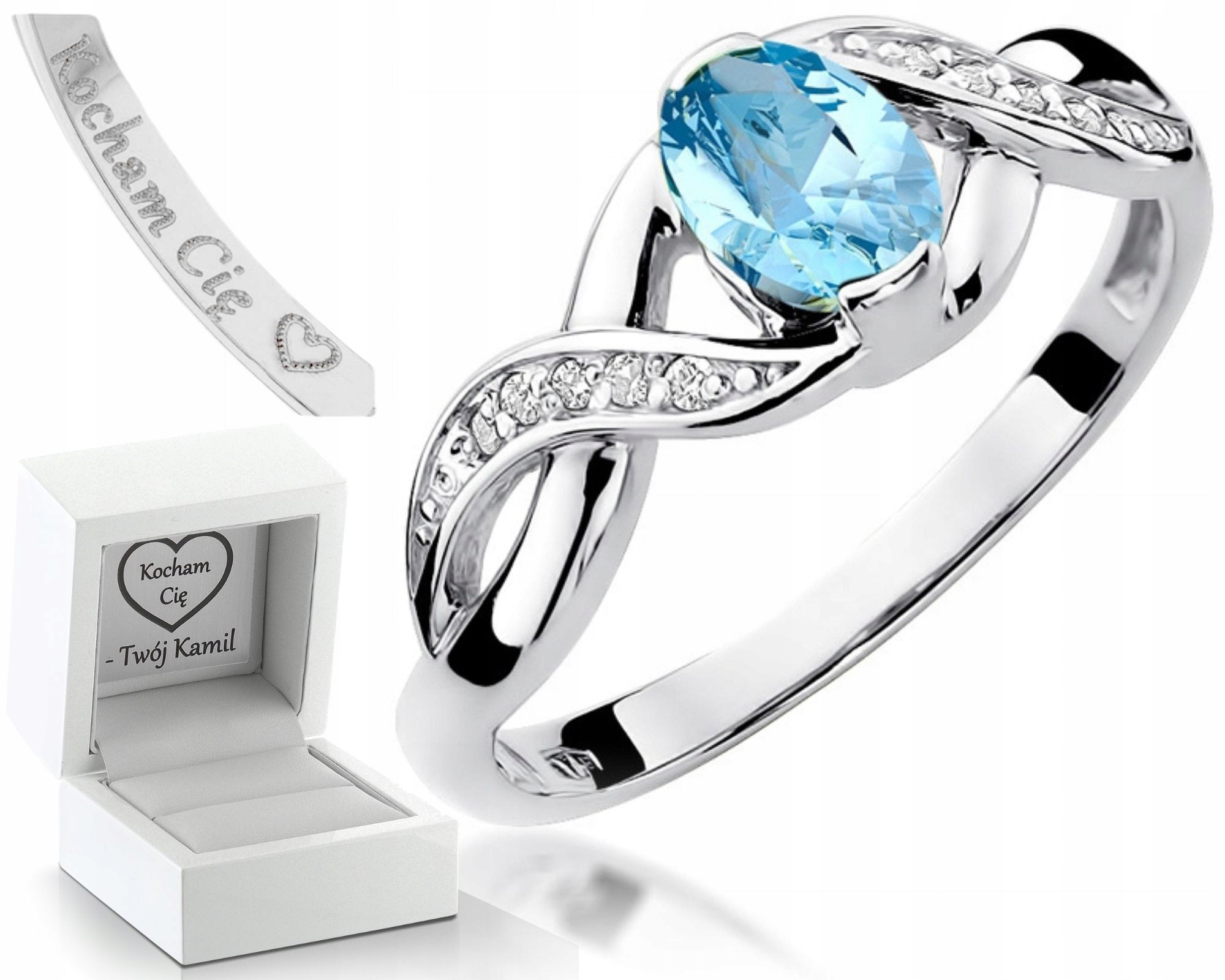 Zlatý Prstýnek Topaz S Brilianty Bílé Zlato