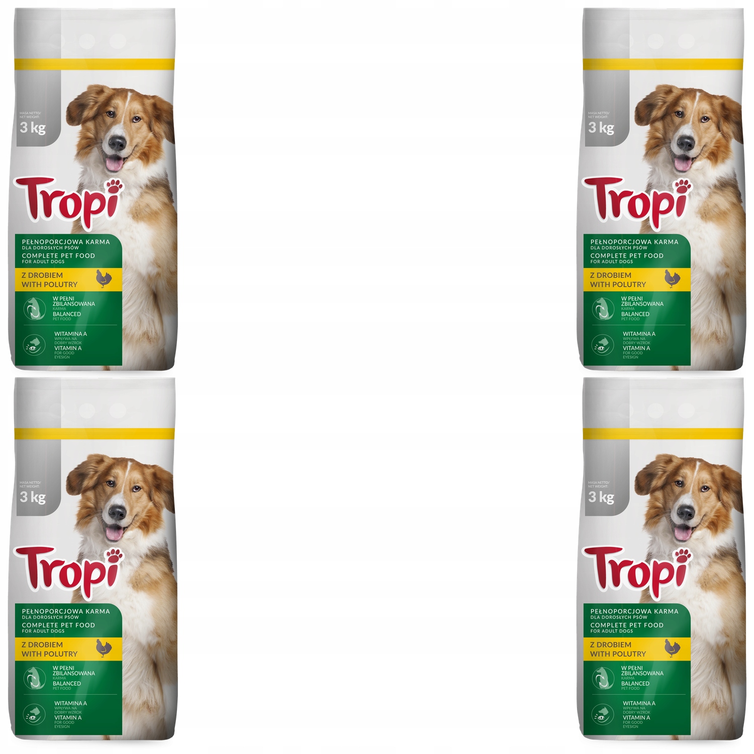Tropi Kompletní krmivo pro psa Jíst křupky s drůbežím masem 3kg x4