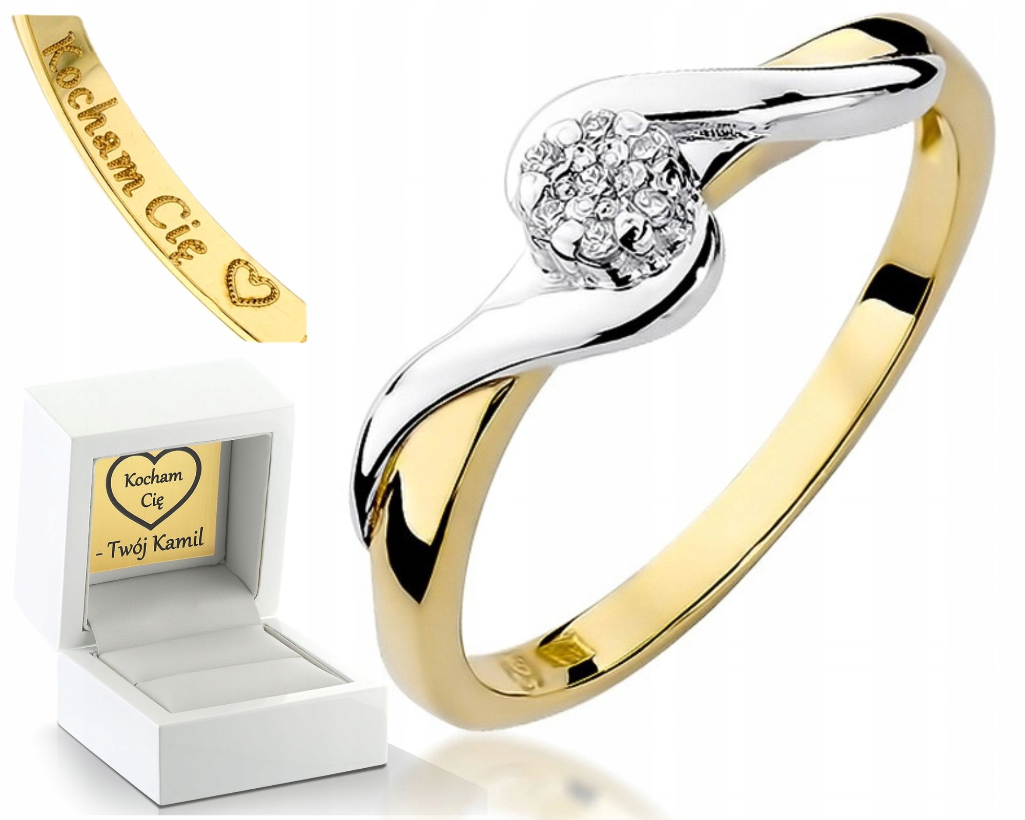 Jemný Prstýnek S Brilianty Gravírování Bonus