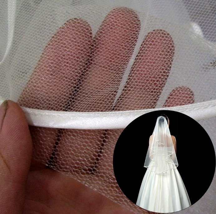 WELON ŚLUBNY BIAŁY PODWÓJNY 80 CM Z LAMÓWKA W4 Zdobienia brak