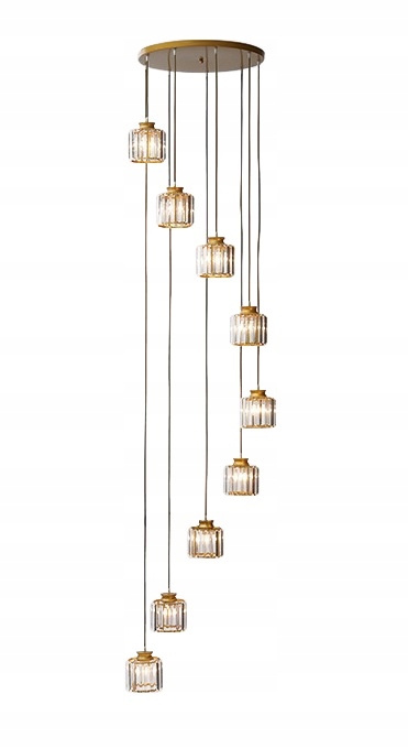 1-2 Lampa Wisząca Antresola Złota Kubełki 9 Kloszy Darmat Light