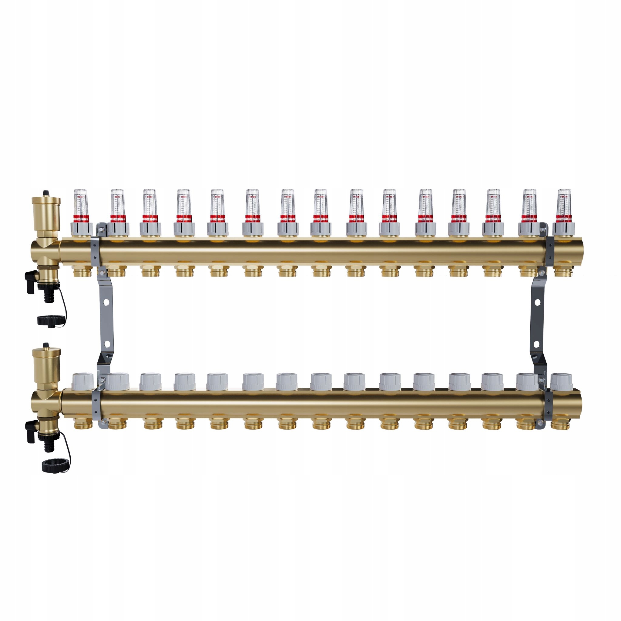 Mosazný 15-okruhový rozdělovač pro podlahové vytápění