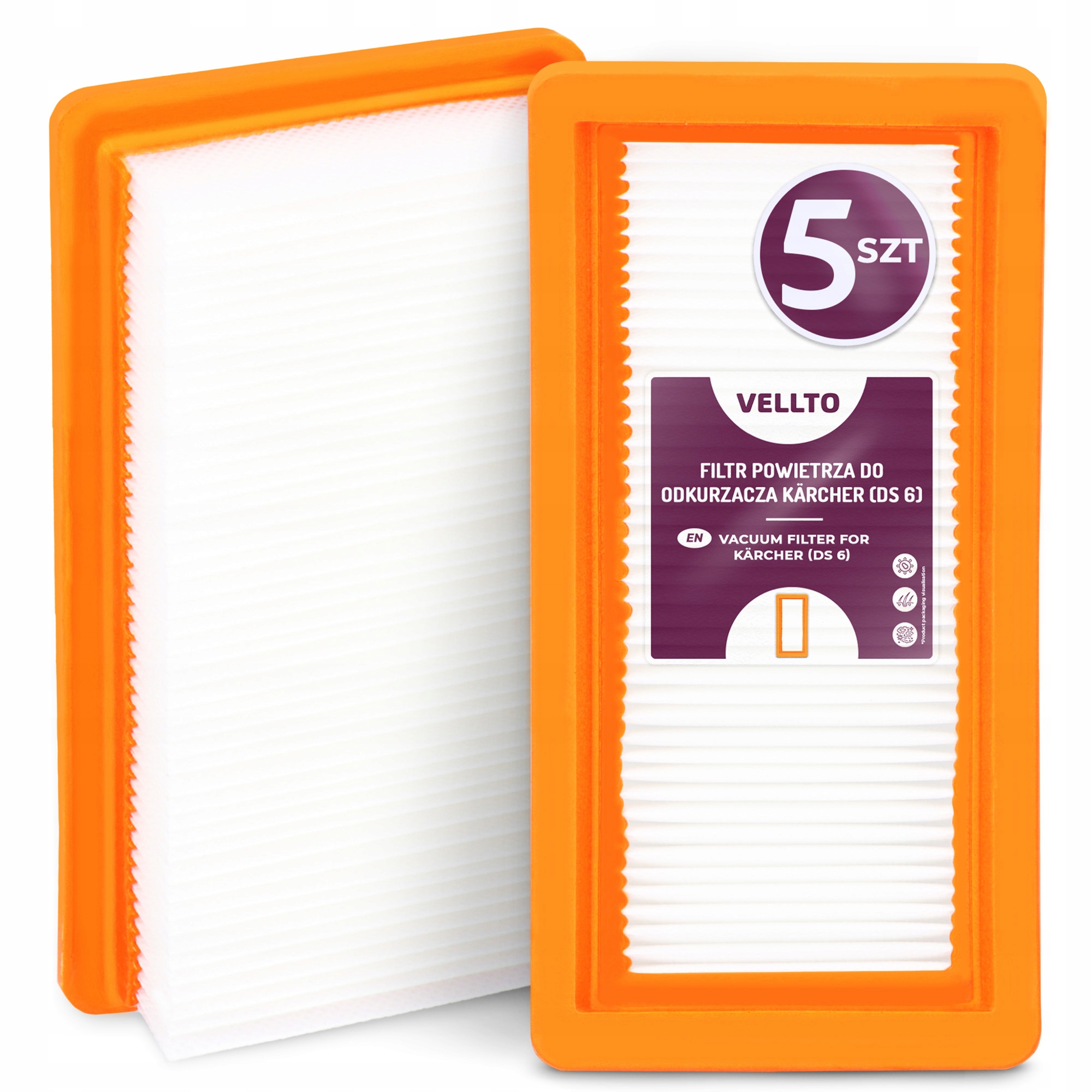 5 x Hepa Filtr pro vysavač Kärcher Ds 6 5 5500 5600 5800 6000 6.414-631 Em