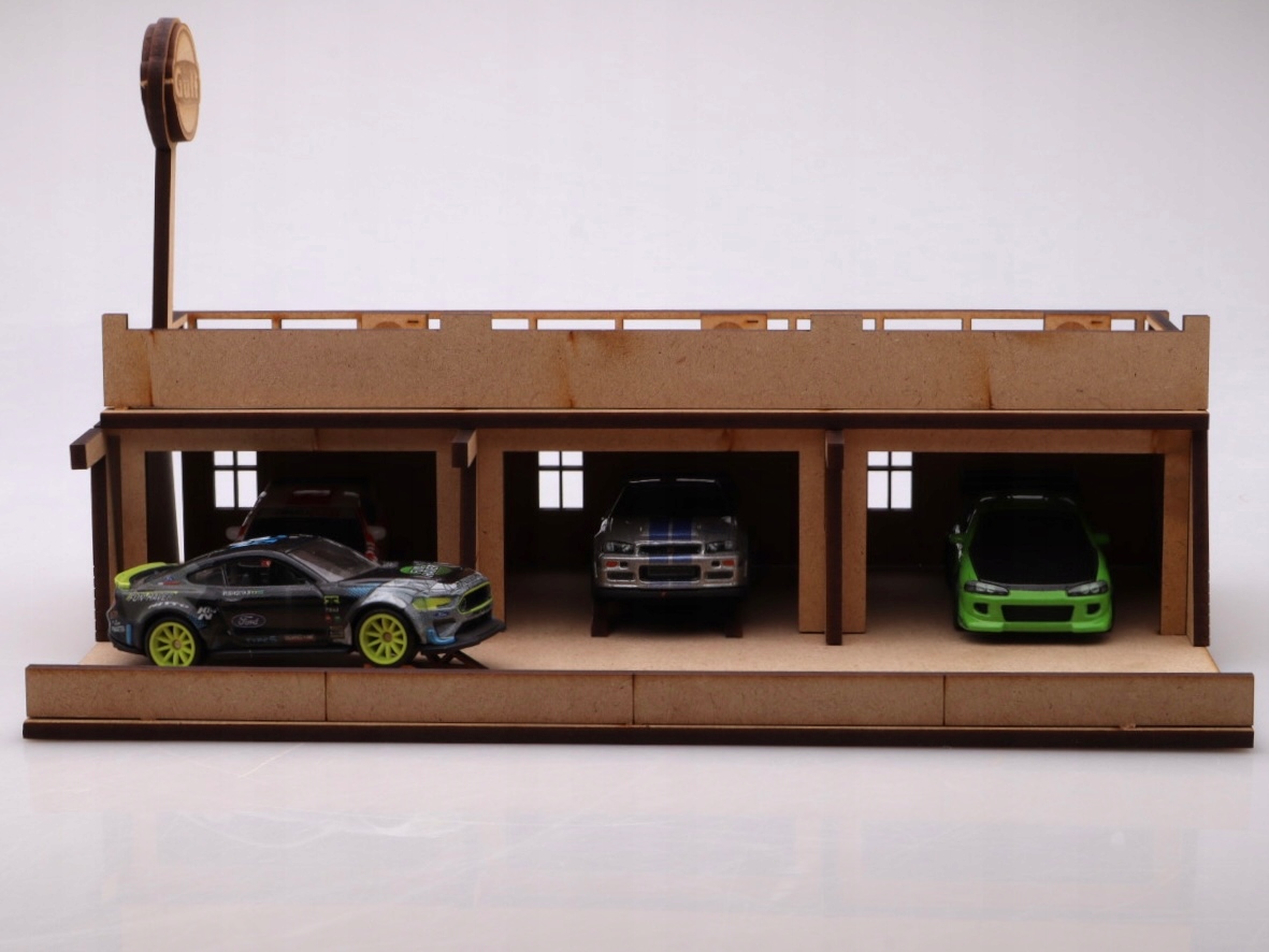 Pit Lane Diorama Gulf Oil Lasercut