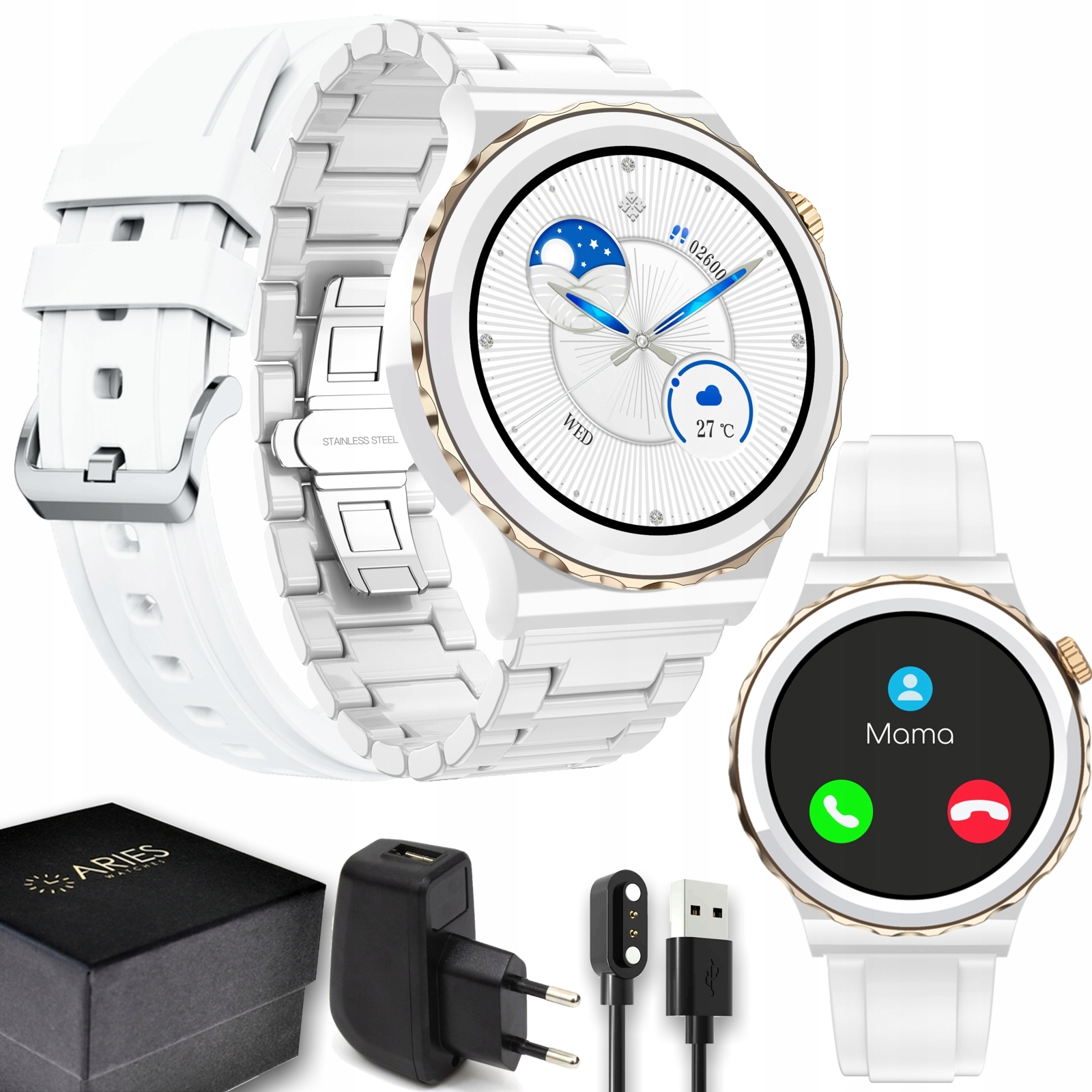 

Smartwatch Damski Rozmowy 2 Paski AW23 Gt Elegnat