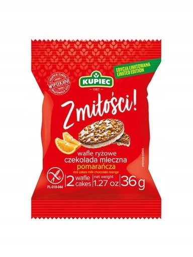 Levně 13 x Rýžové oplatky s mléčnou čokoládou a pomerančovou kostkou 36 g