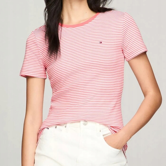 Tričko Tommy Hilfiger bavlněné růžové s proužky Xs (nové)