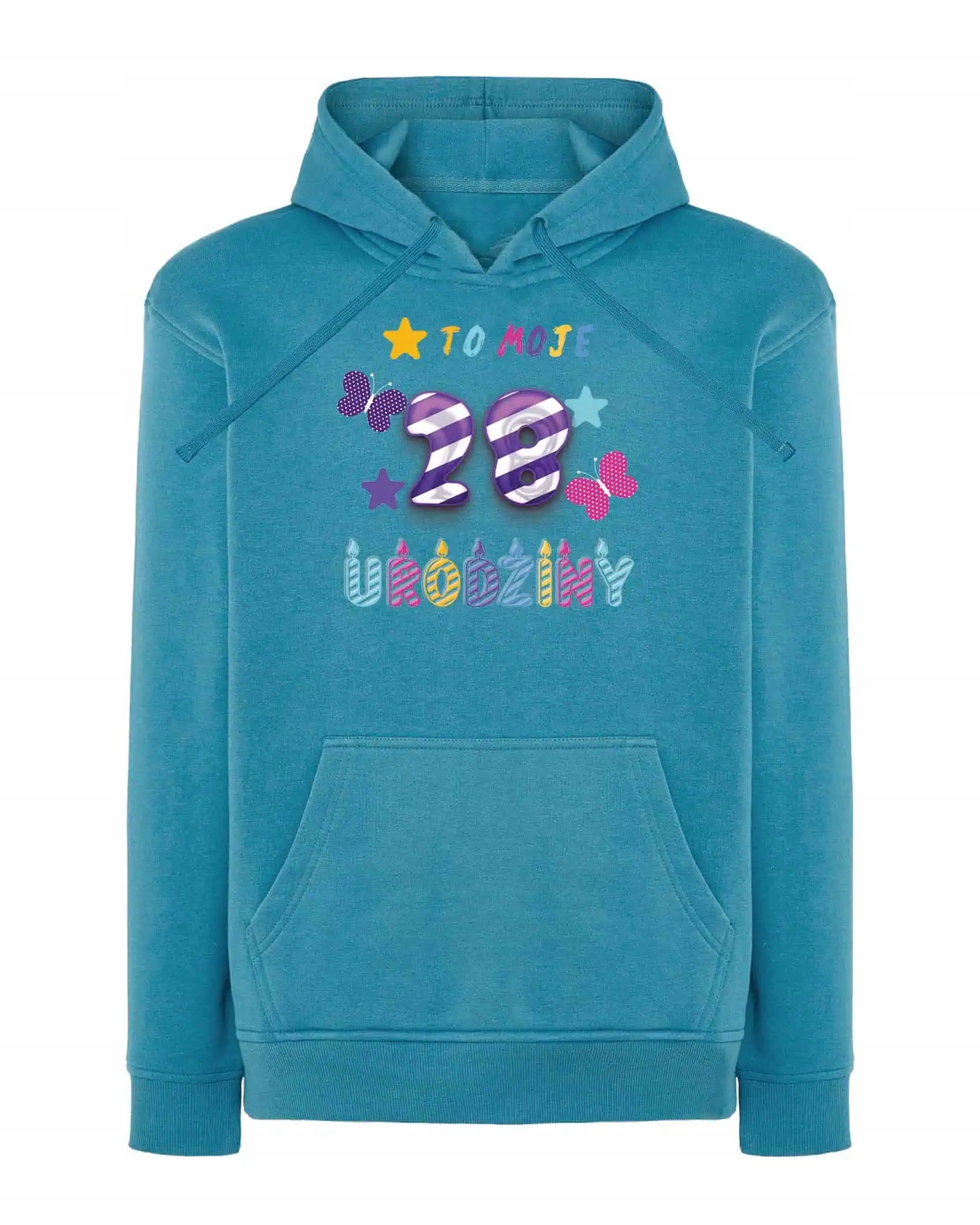 Mikina s kapucí Personalizovaná Narozeniny Věk Párty Modrá L