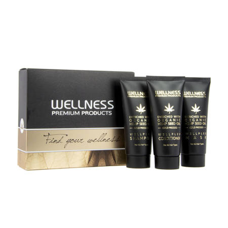 Wellness Mini Set Černý Šampon Kondicionér Maska Travel Size 3x50 ml
