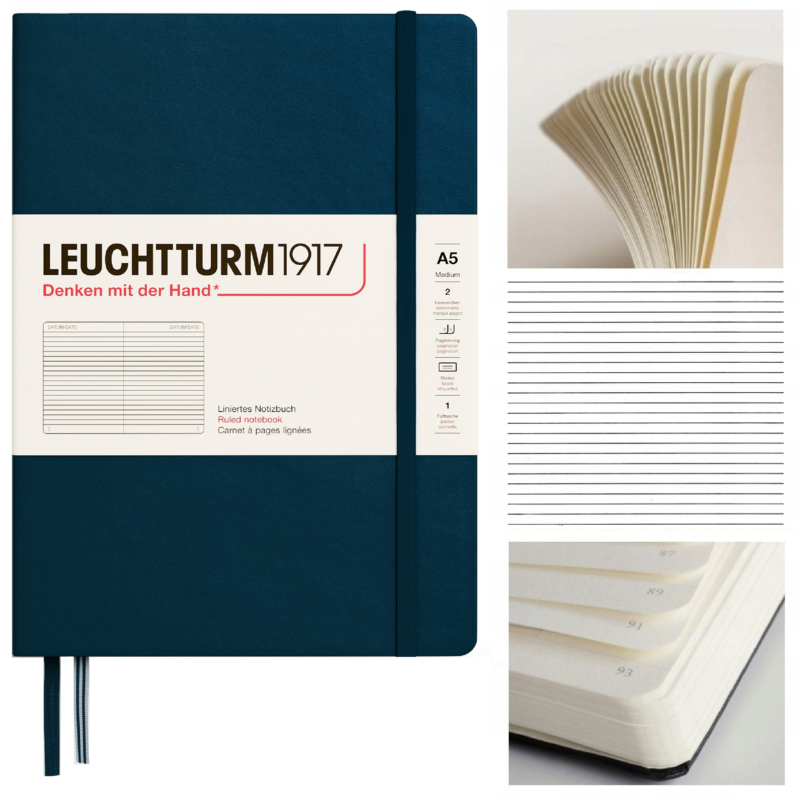 LEUCHTTURM1917 Notatnik Notes A5 Linia twardy brulion w linię Deep Sea