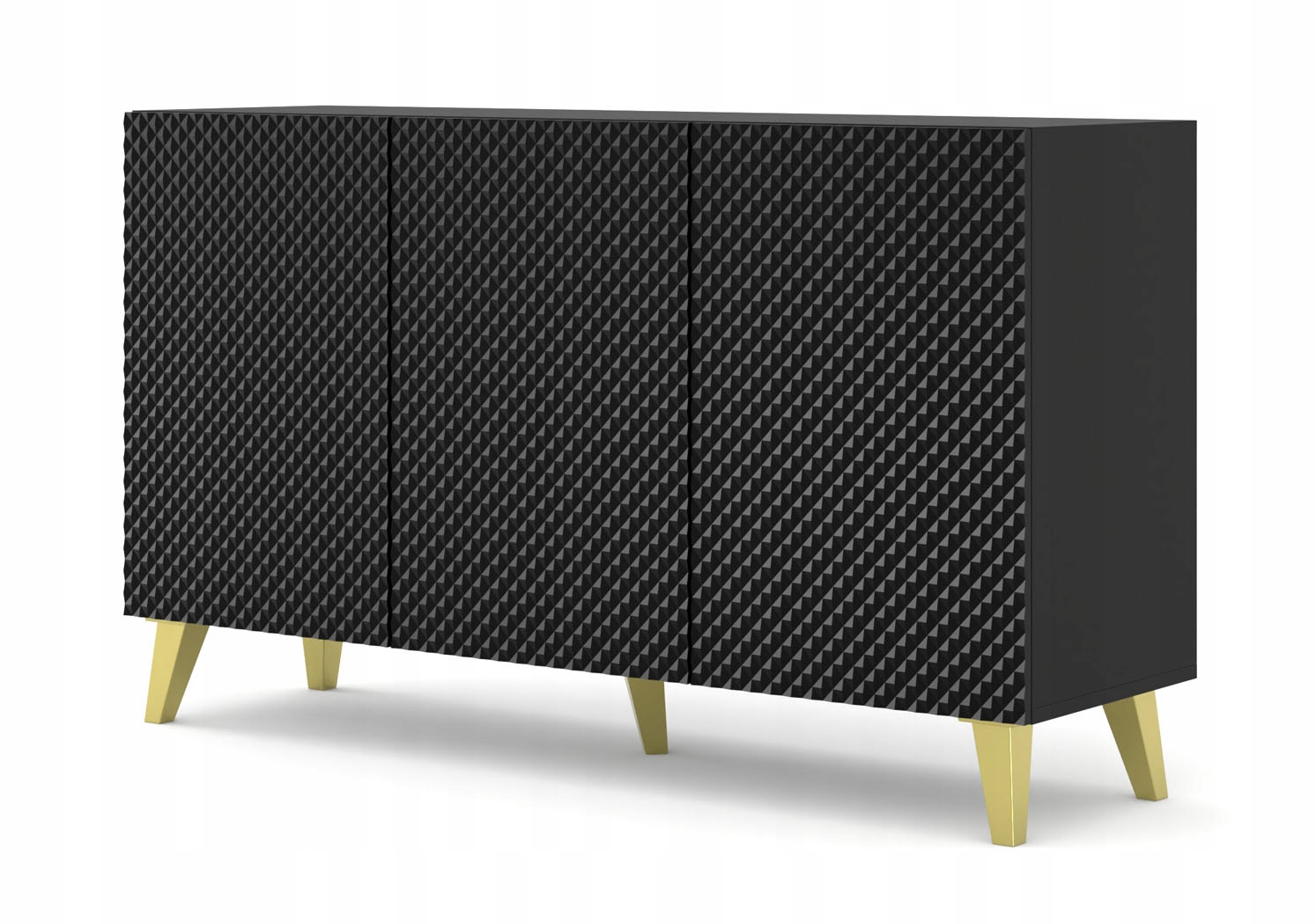 Komoda Ravenna C 150 cm 3D Mdf černá lesklá nohy
