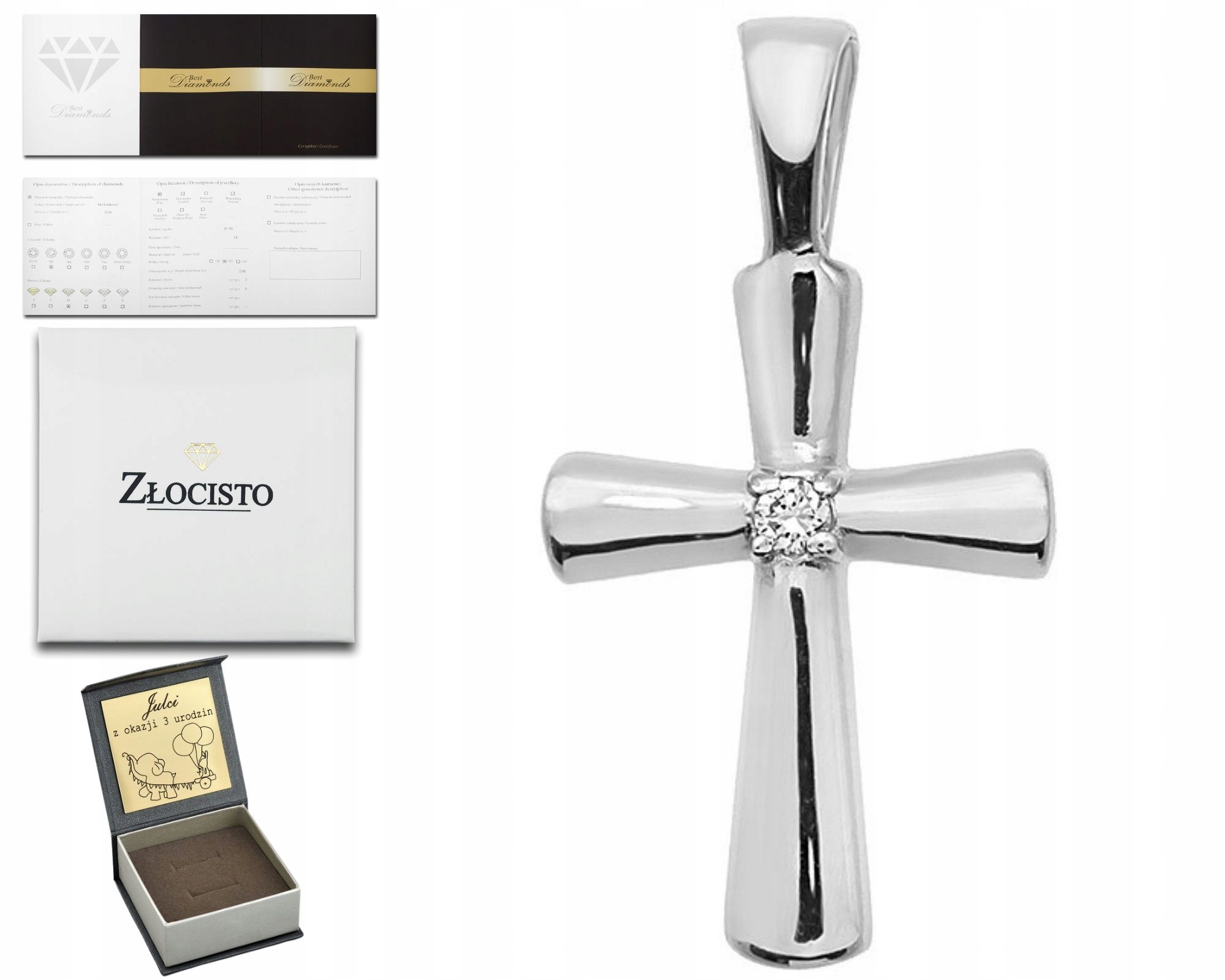 Přívěsek Křížek S Briliantem V Bílém Zlatě 585