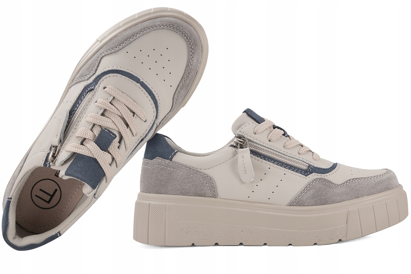 Filippo DP6456 Polobotky Tenisky Na Platformě, Kožené, béžová 37