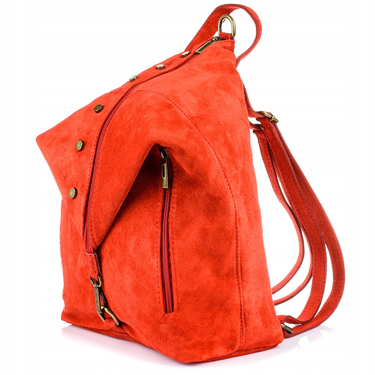 Batoh Dámský Kožený Semišový velký italský A4 kožená kabelka rozkládací