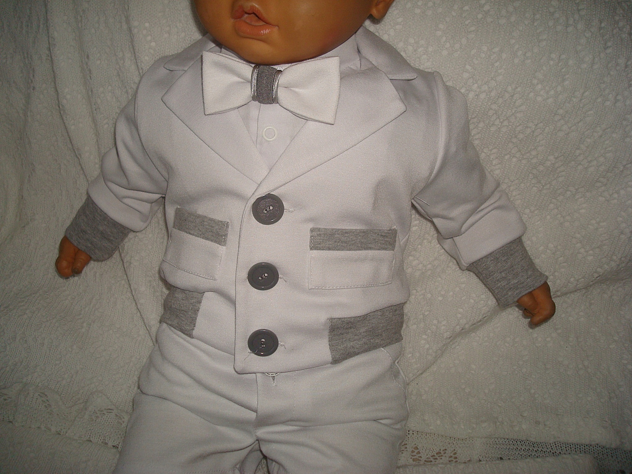 BAWEŁNA MARYNARKA KOMPLET UBRANKO/CHRZTU/WESELE/92 Marka bez marki