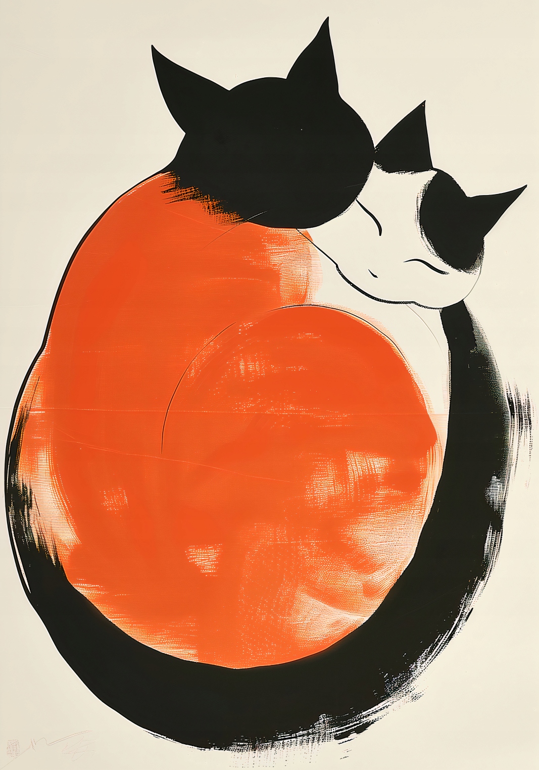 Plakát 70x100 cm Yin a Yang Kočky