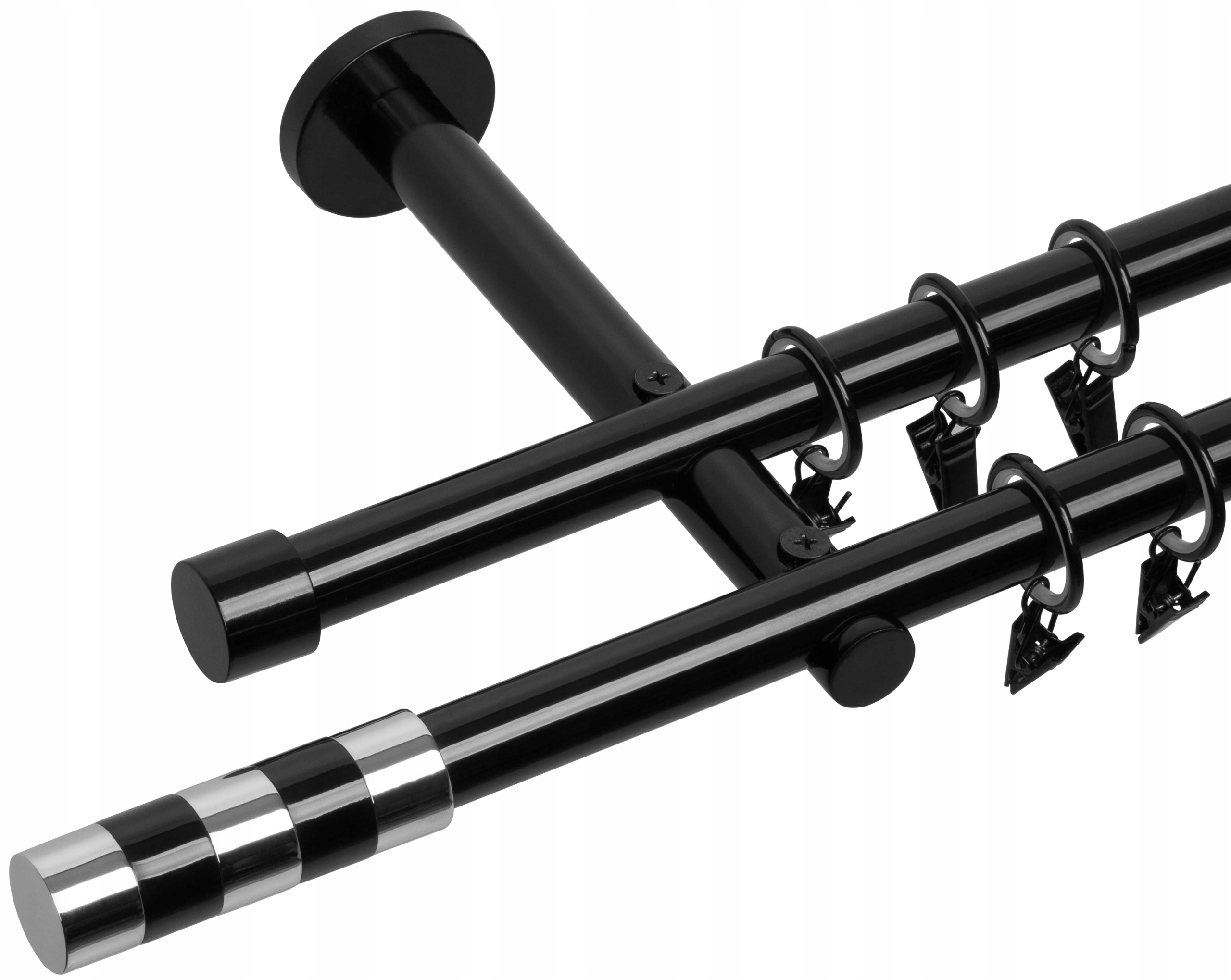 

Karnisz Podwójny Czarny Biały Połysk 19+19/480cm