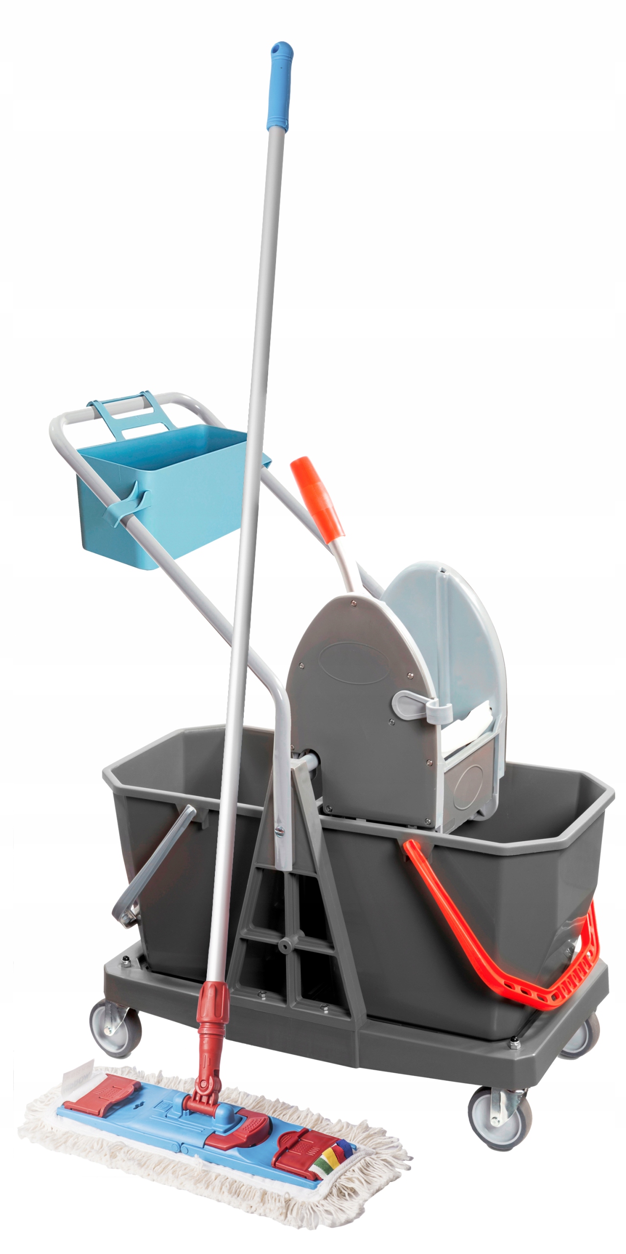 ZESTAW WŁOSKI WÓZEK DO SPRZĄTANIA 2 x 18L Z KOSZYKIEM + MOP KIJ STELAŻ