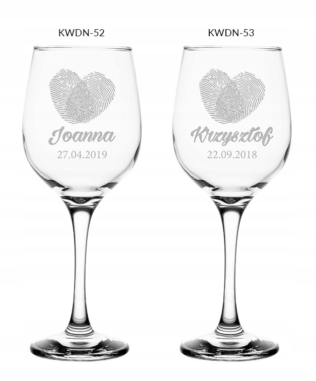 KIELISZKI DO WINA KIELISZKI Z GRAWEREM PREZENT NA ŚLUB PREZENT NA WESELE Kolor przezroczysty