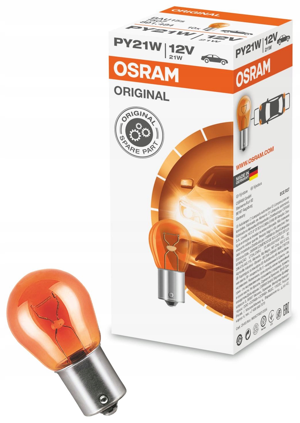 10 x Osram Original Line Żarówka PY21W 12V 21W